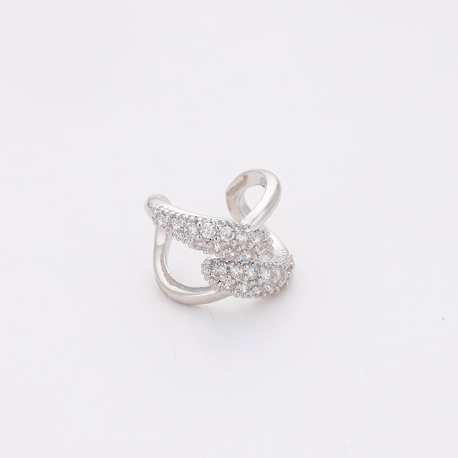 1 PZ / GRAPA ANCHA ESLABON Y CRISTAL TUPIDO LATERAL / PLATA