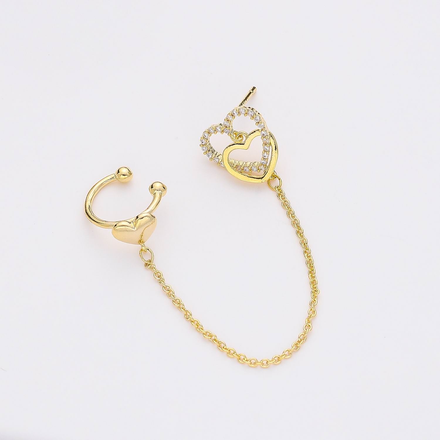 1 PZ / 2 GRAPAS / PERFIL 2 CORAZONES / CADENA / DORADO