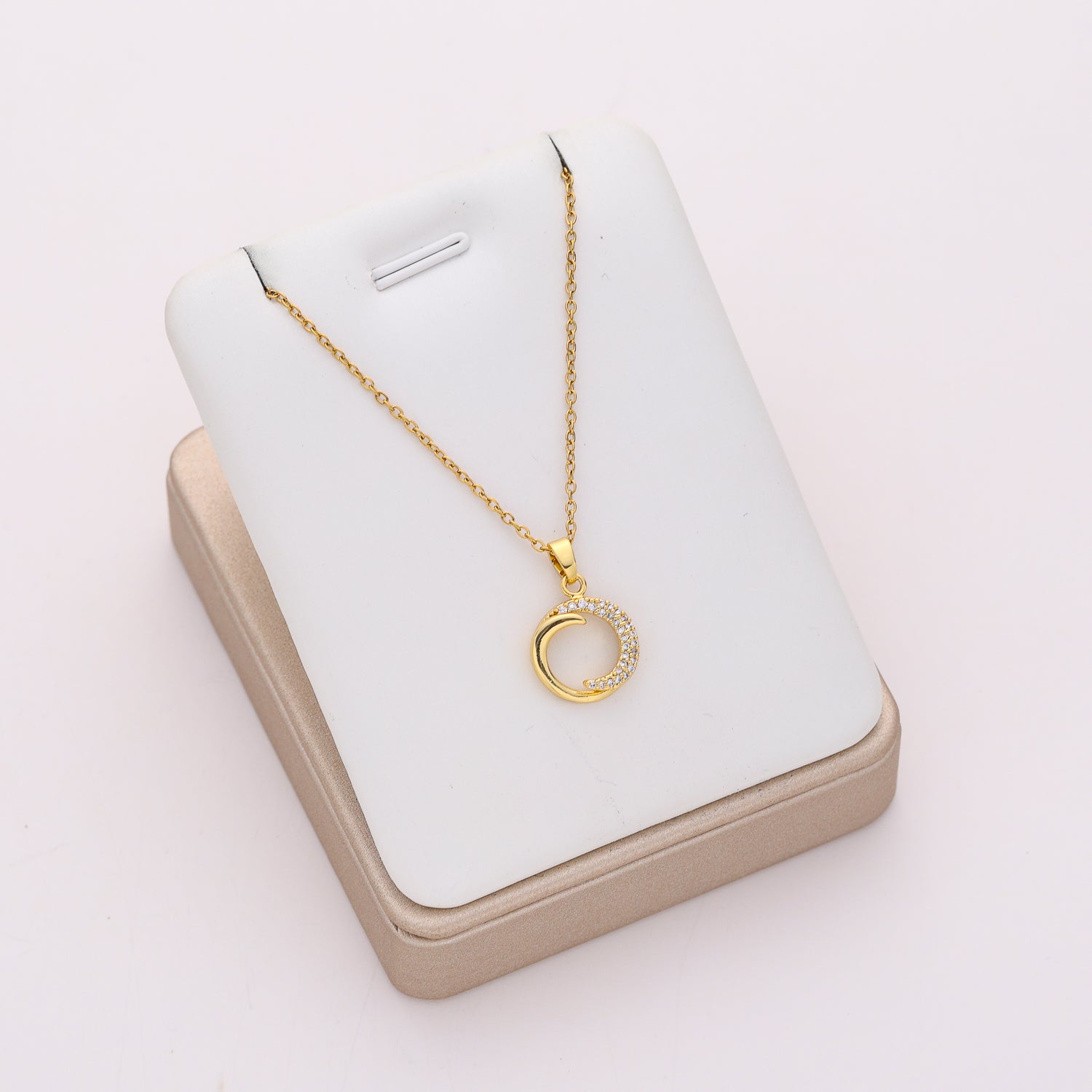 16" cad delgada dije aro con media luna cristal / dorado