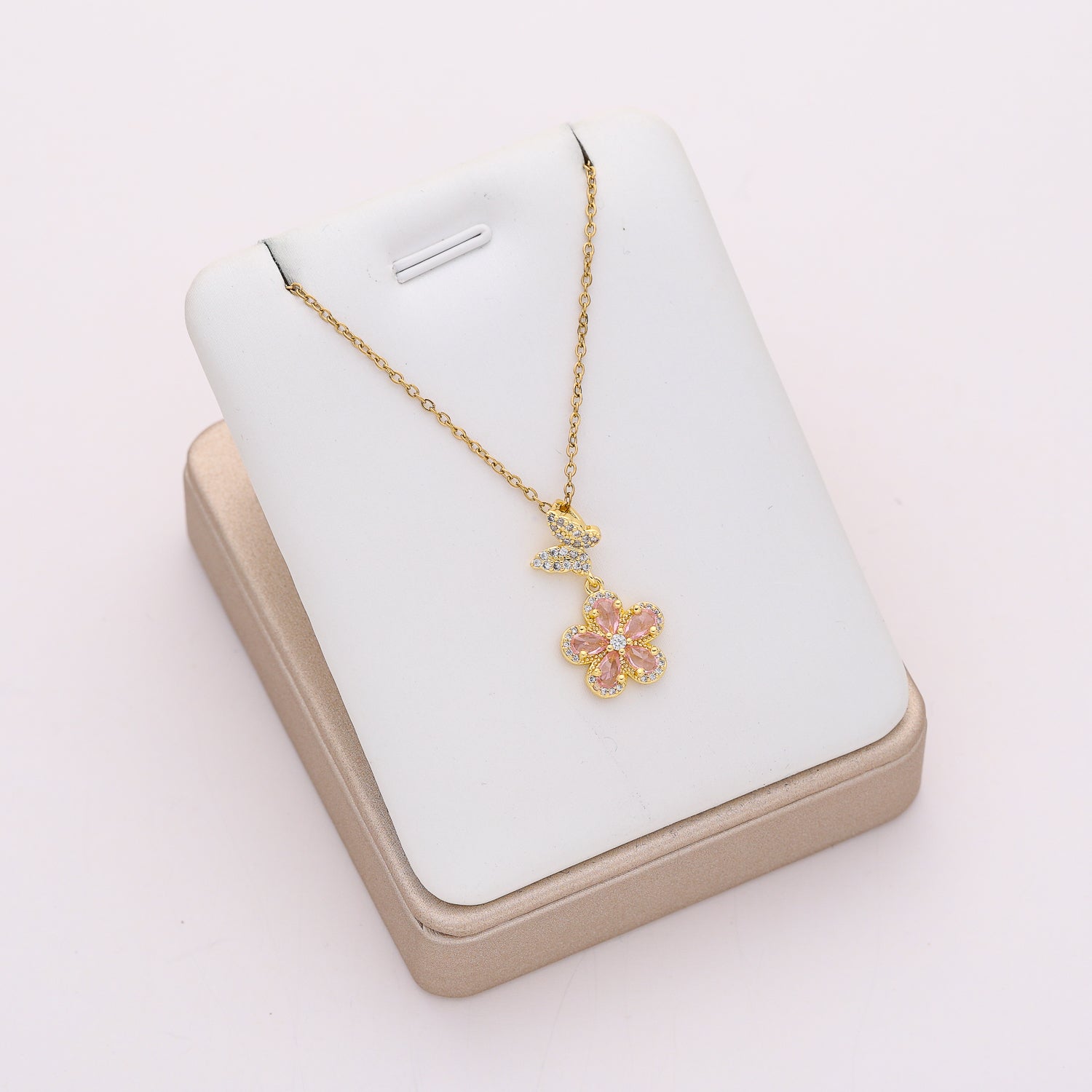 16" cad delgada dije mariposa ch flor cristal mediana / dorado