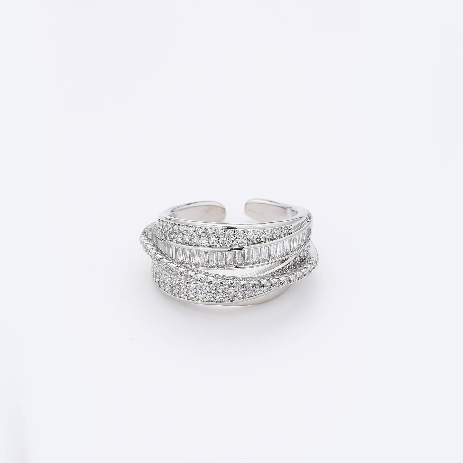 ARGOLLA ANCHA CRISTAL TUPIDO Y BAGGETTES /LINEA ESLABON DIAGONAL POR E