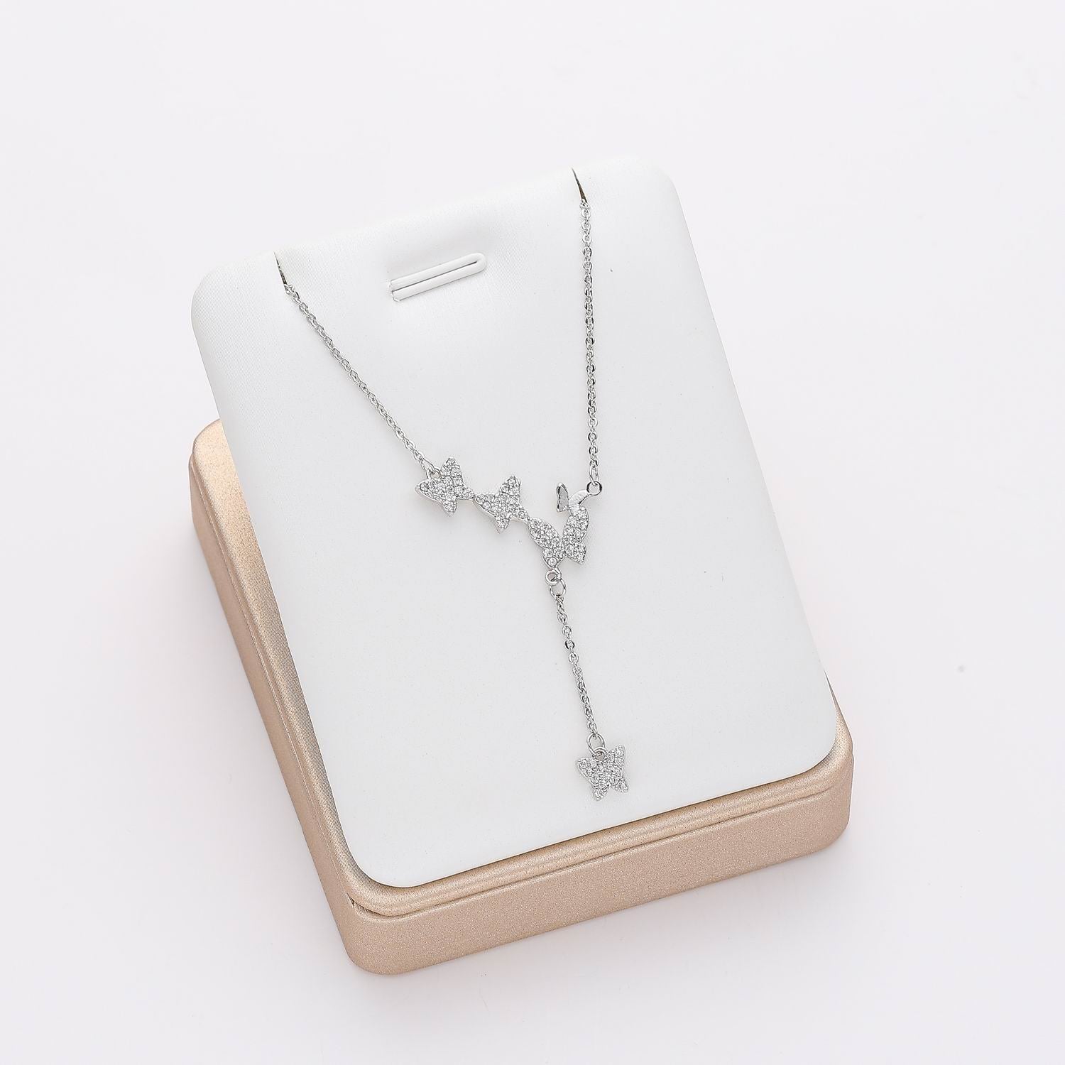 16" CAD DEL  3 MARIPOSAS CRISTAL / CUELGA MARIPOSA / PLATA