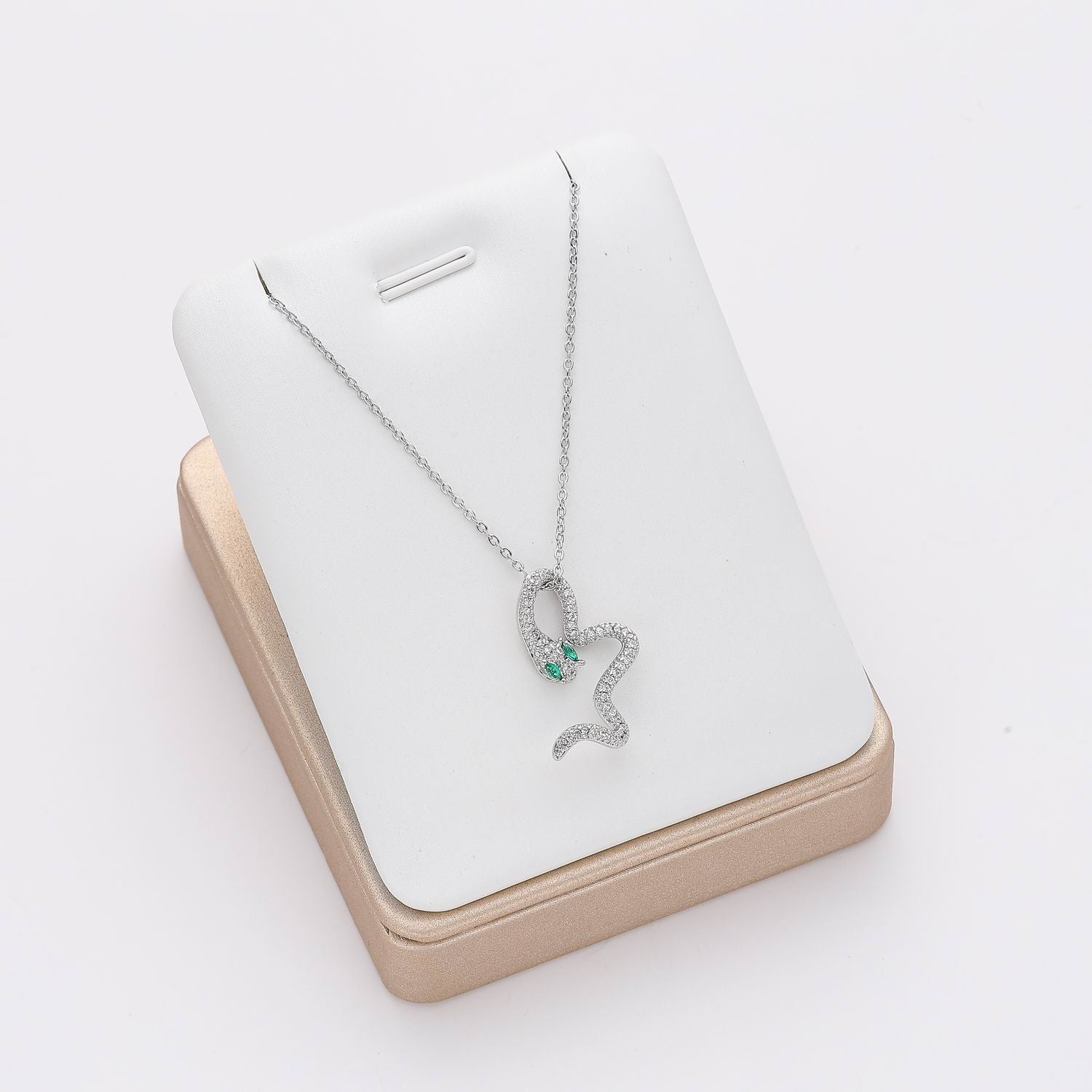 16" CAD DEL DIJE SERPIENTE CRISTAL PLATA