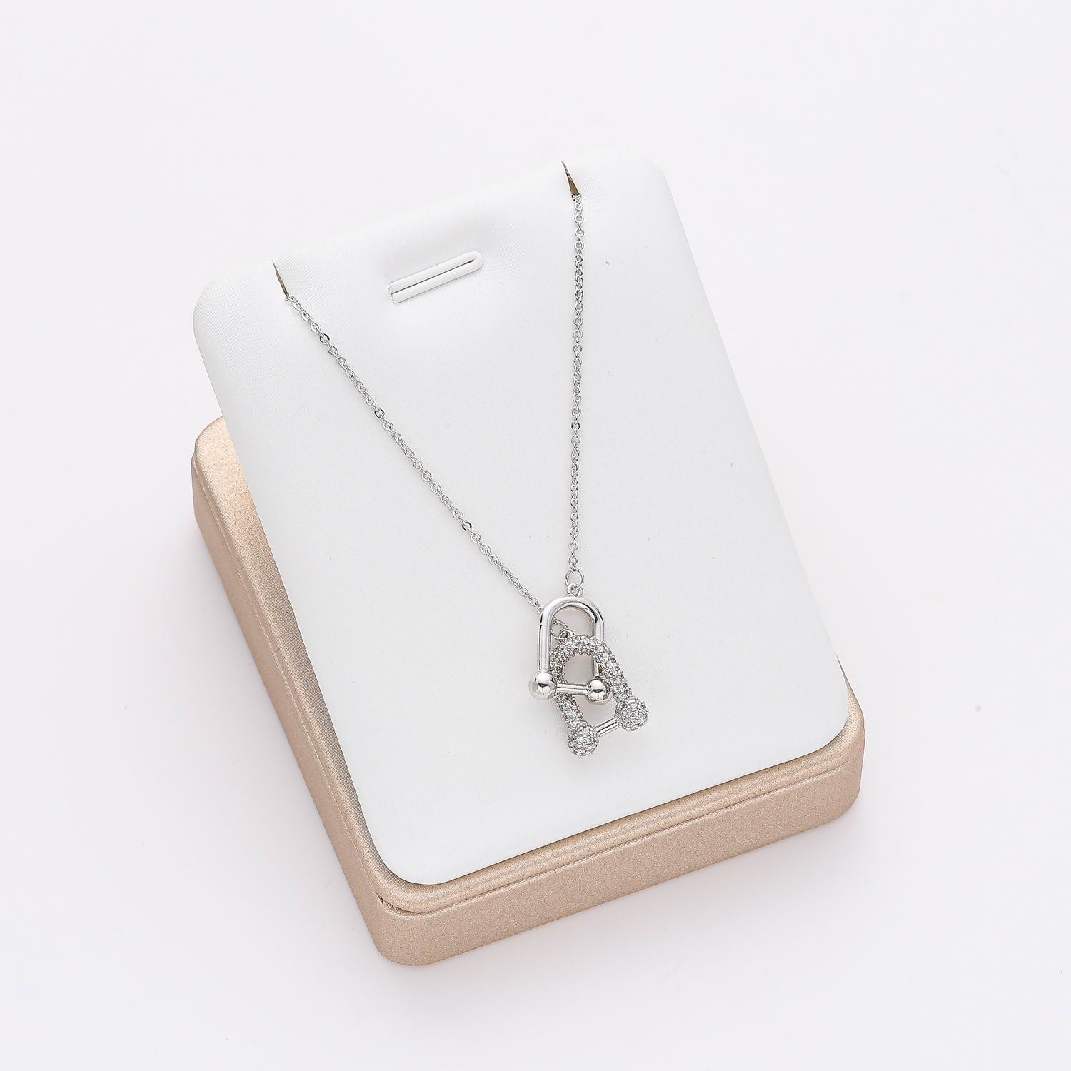 16" CAD DEL 2 HERRADURRAS ENCADENADAS / PLATA