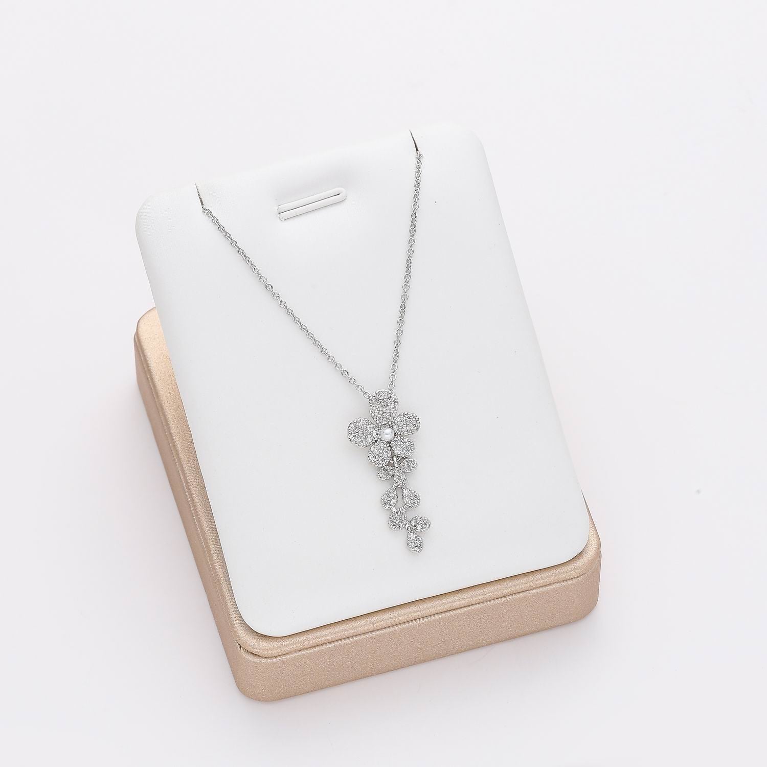 16" CAD DEL DIJE FLOR CRISTAL CUELGAN GOTAS CRISTAL / PLATA