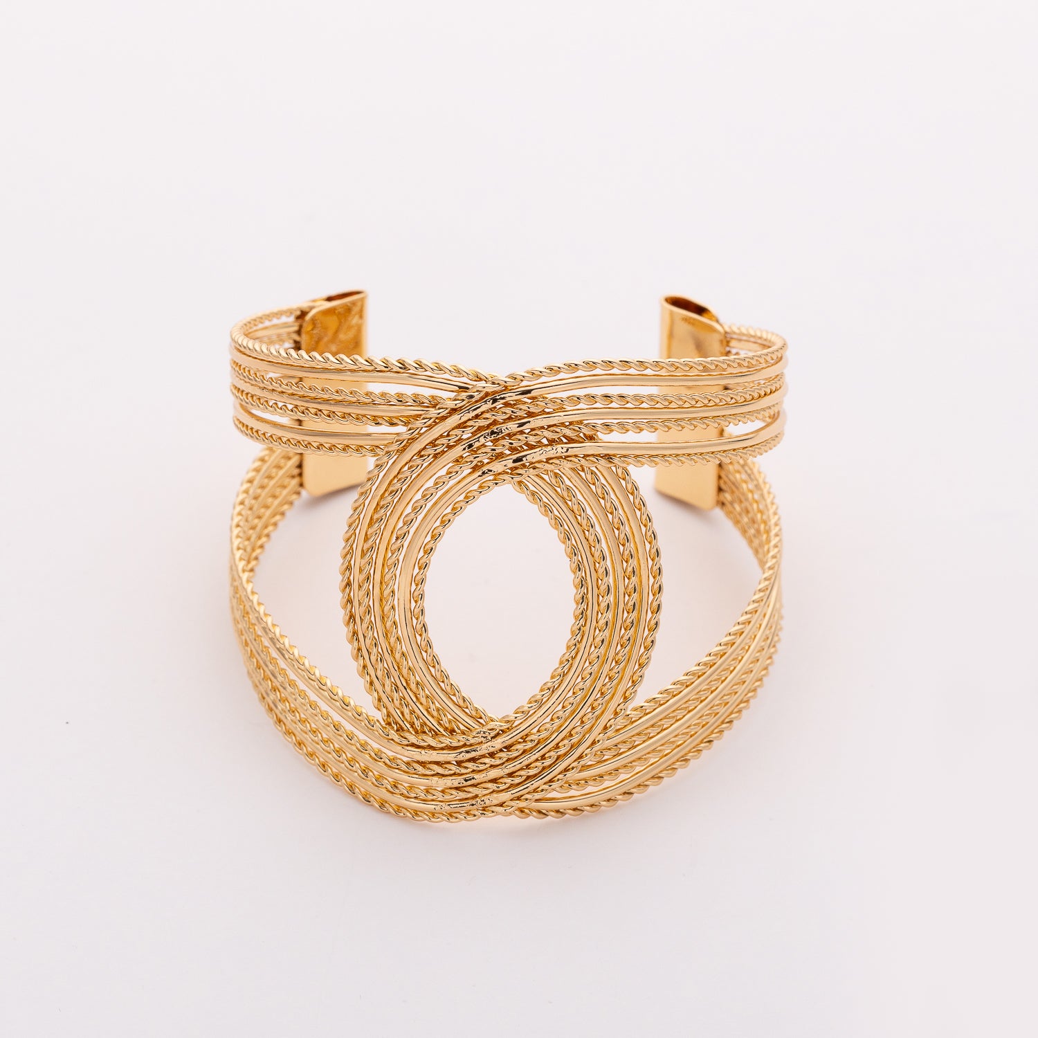 brazalete muy ancho 2 eslabones xg cruzadoz texturizados / dorado