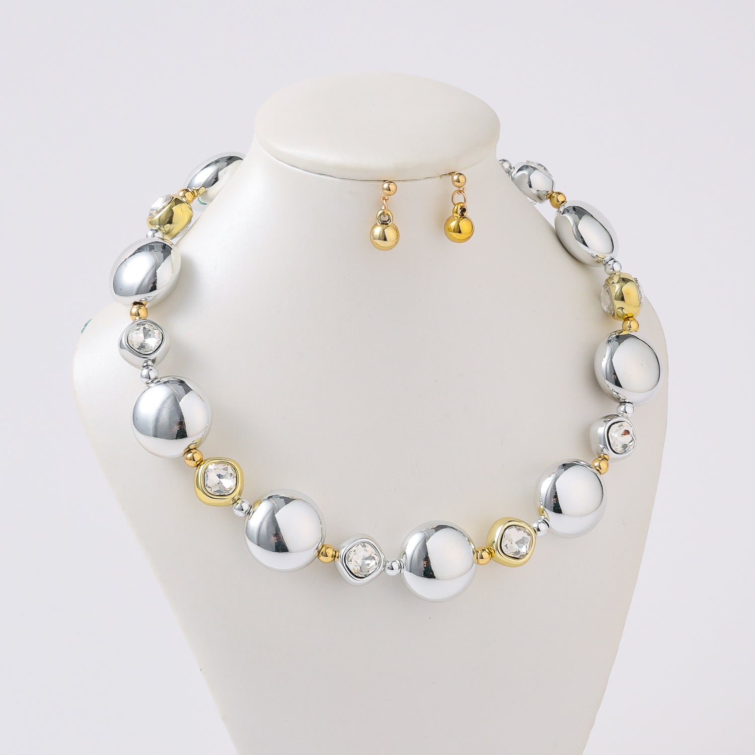 coll y are /choquer / bola aplanada grande plata / cristal dentro grande / 2t / plata