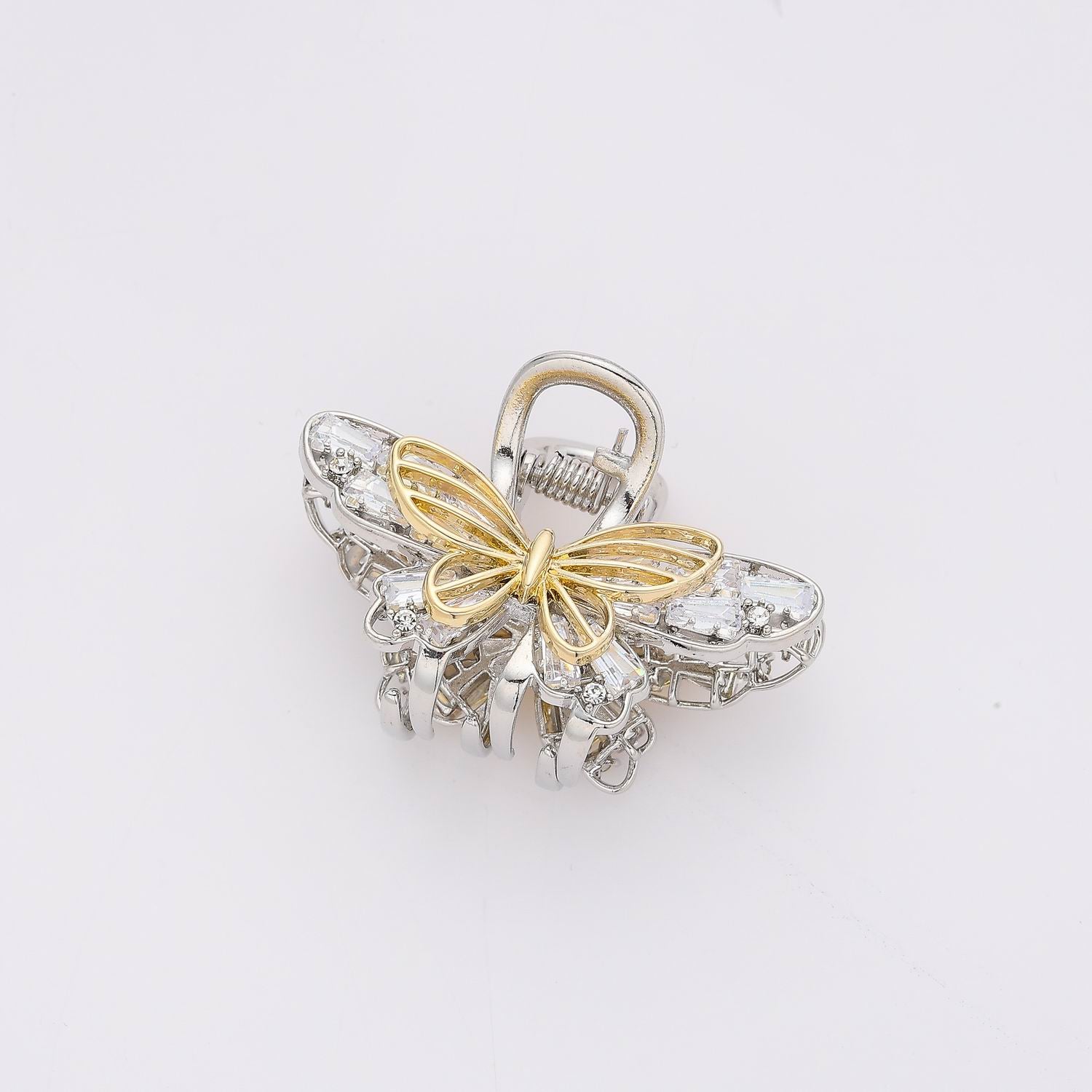 PINZA CHICA METALICA / MARIPOSA DOBLE BAGGETTES /DORADO