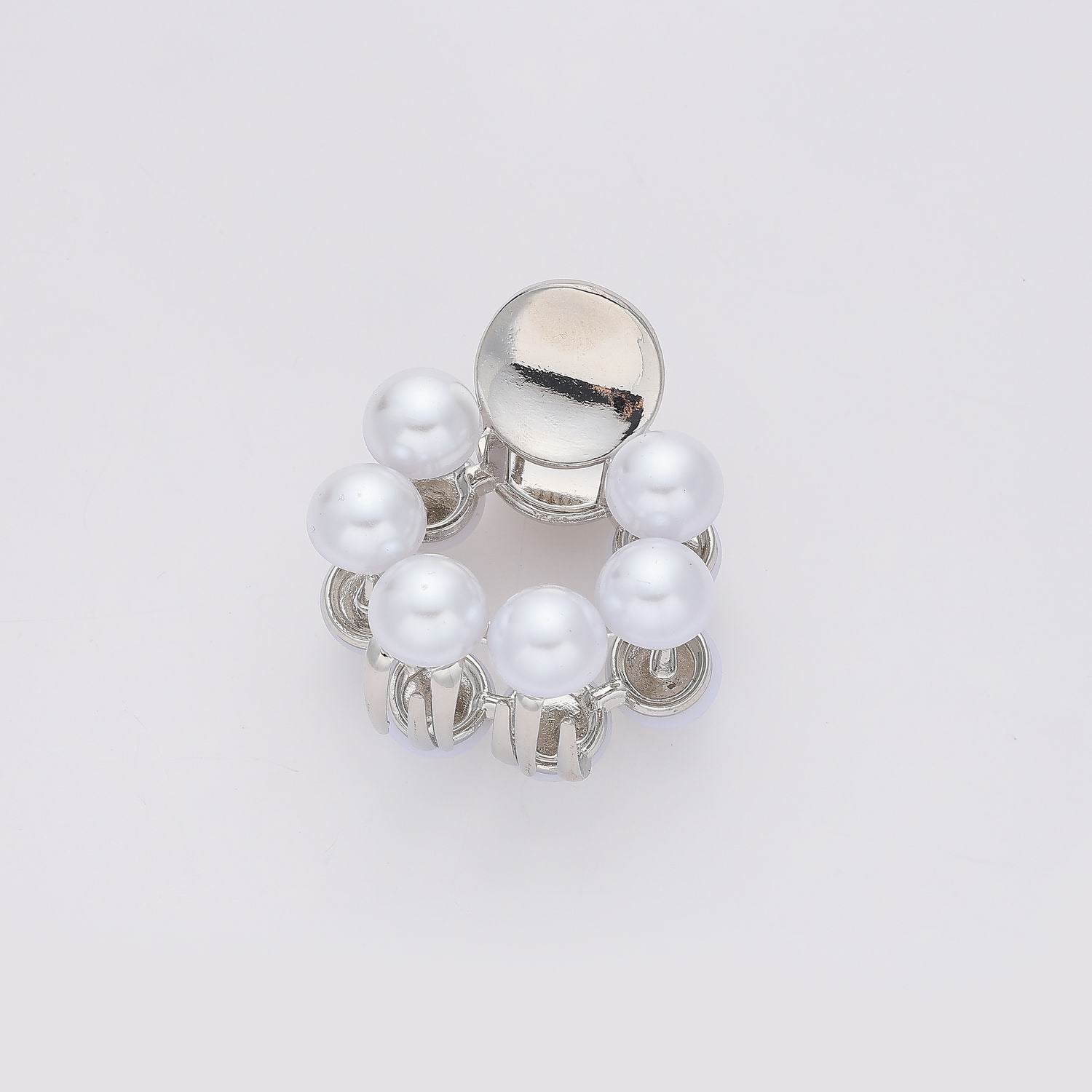PINZA MINI PLATA / ARO PERLAS MEDIANAS