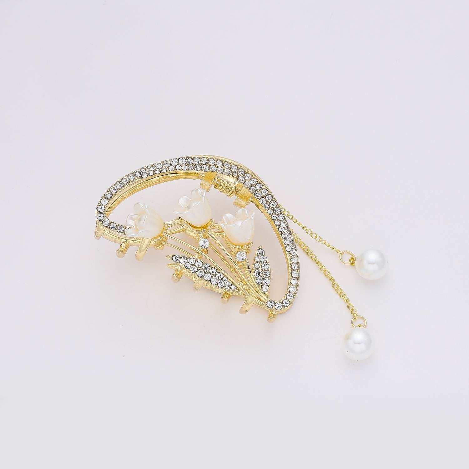 PINZA MED METAL/ FLORES ACRILICO / CRISTAL/ CUELGAN CADENAS