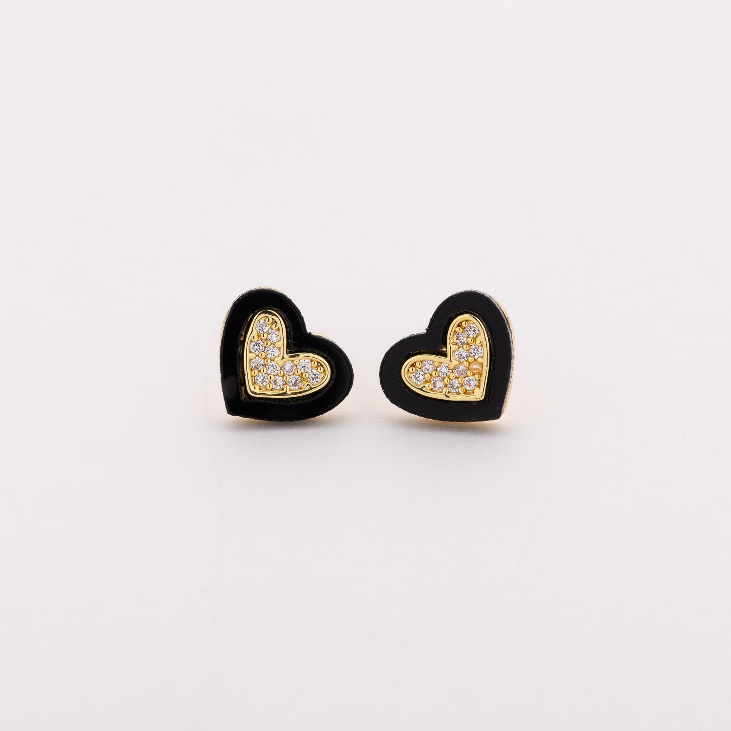 broquel corazon / perfil negro / cristal / dorado