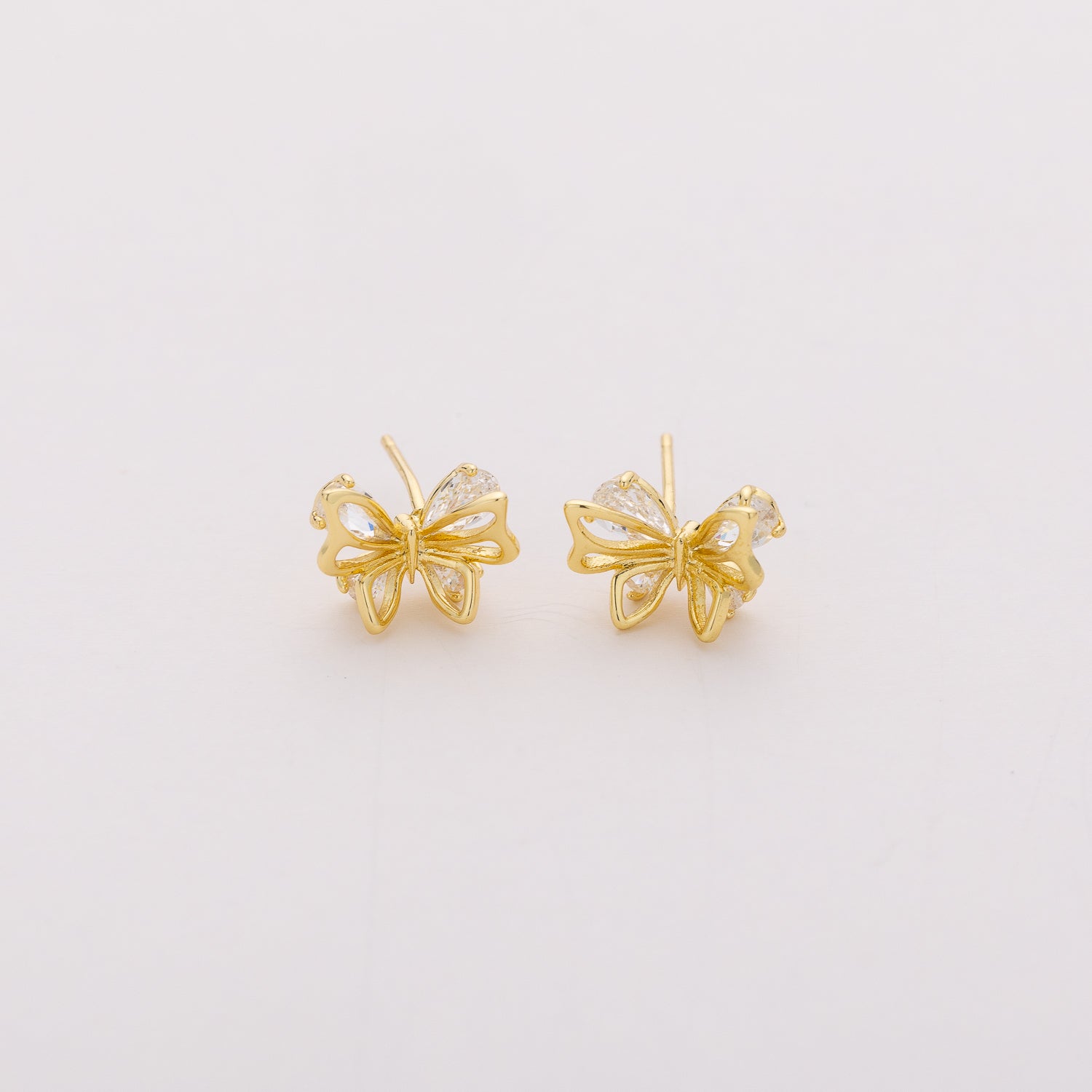 broquel mariposa perfil / gotas cristal / dorado