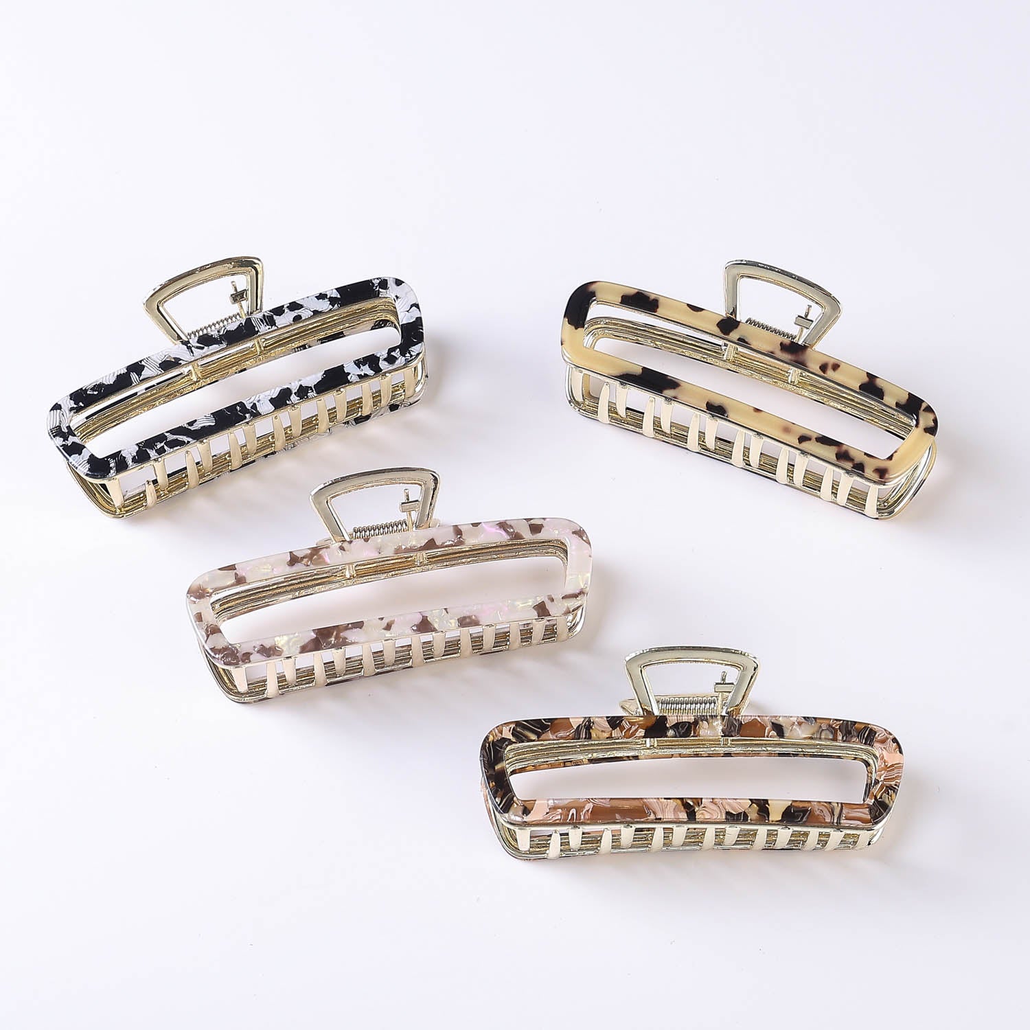 PINZA GRANDE RECTANGULAR PERFIL MARMOLEADO / DORADO