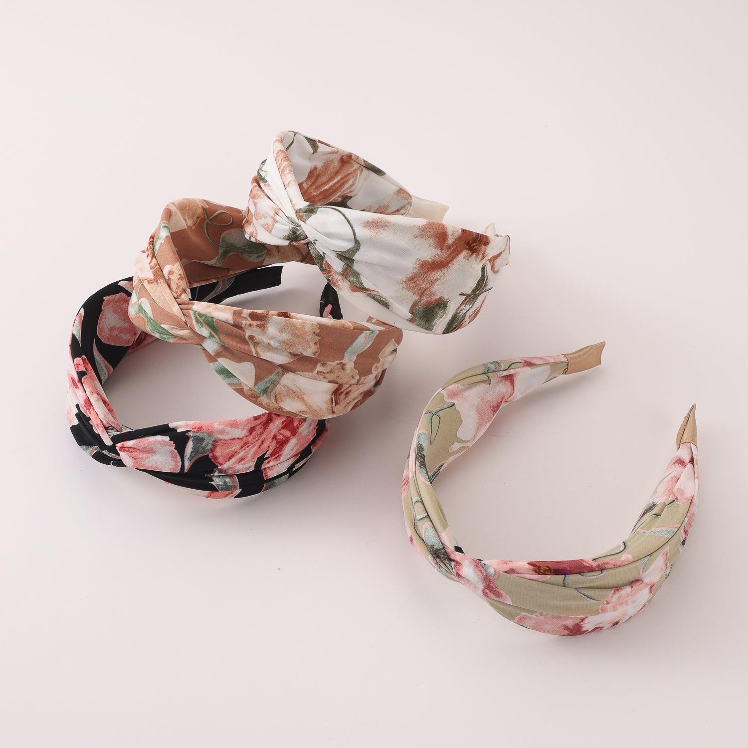 DIADEMA ANCHA CRUZADA / TEXTIL FLORES GRANDES / COLORES