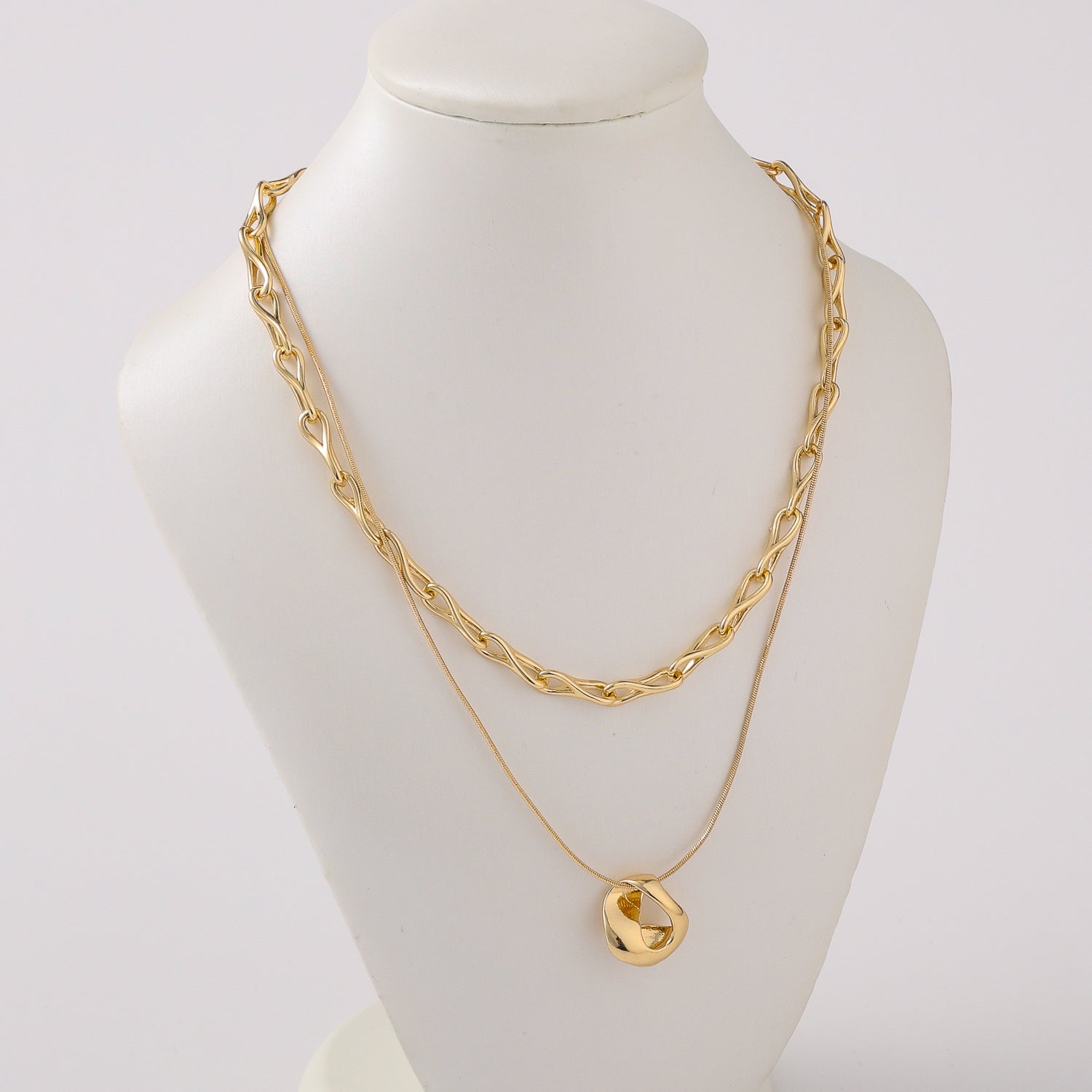 18" 2 CADENAS / ESLABON MEDIANO/ DELGADA DIJE ESLABON AMORFO