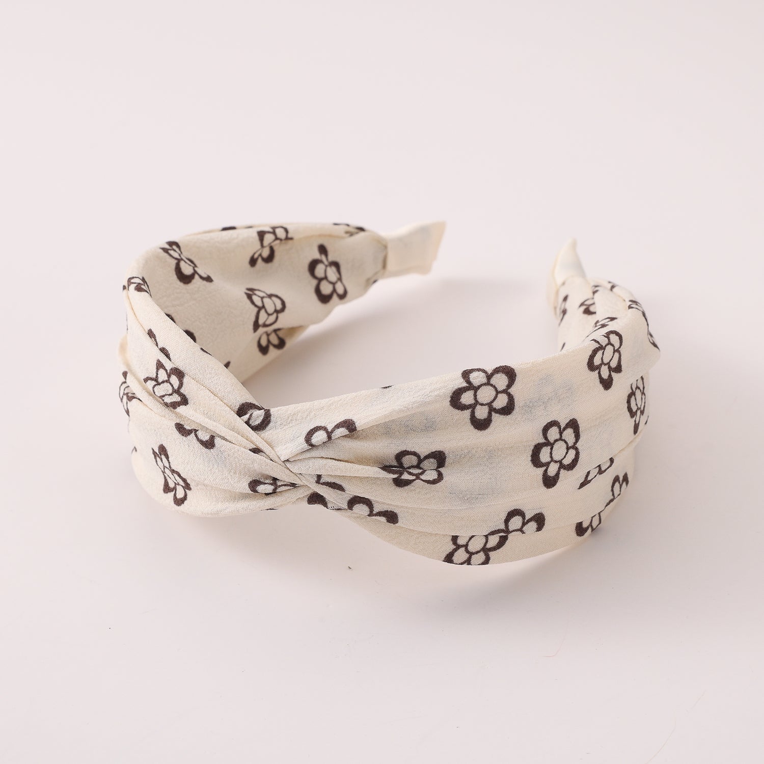 DIADEMA ANCHA CRUZADA / GAZA CON FLOR MODERNA / BLANCO Y NEGRO