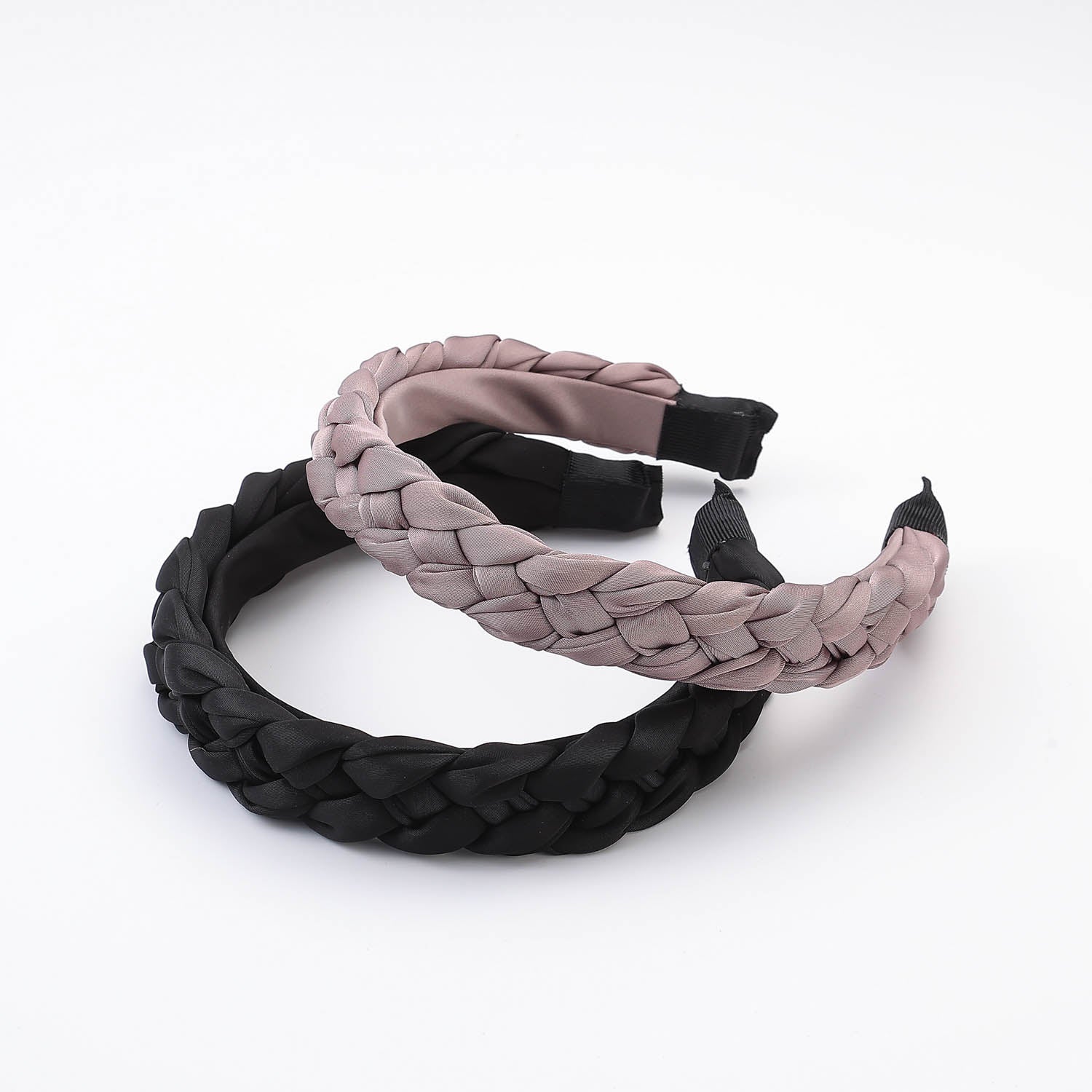 DIADEMA ANCHA 2 LINEAS TRENZADAS / NEGRO BEIGE