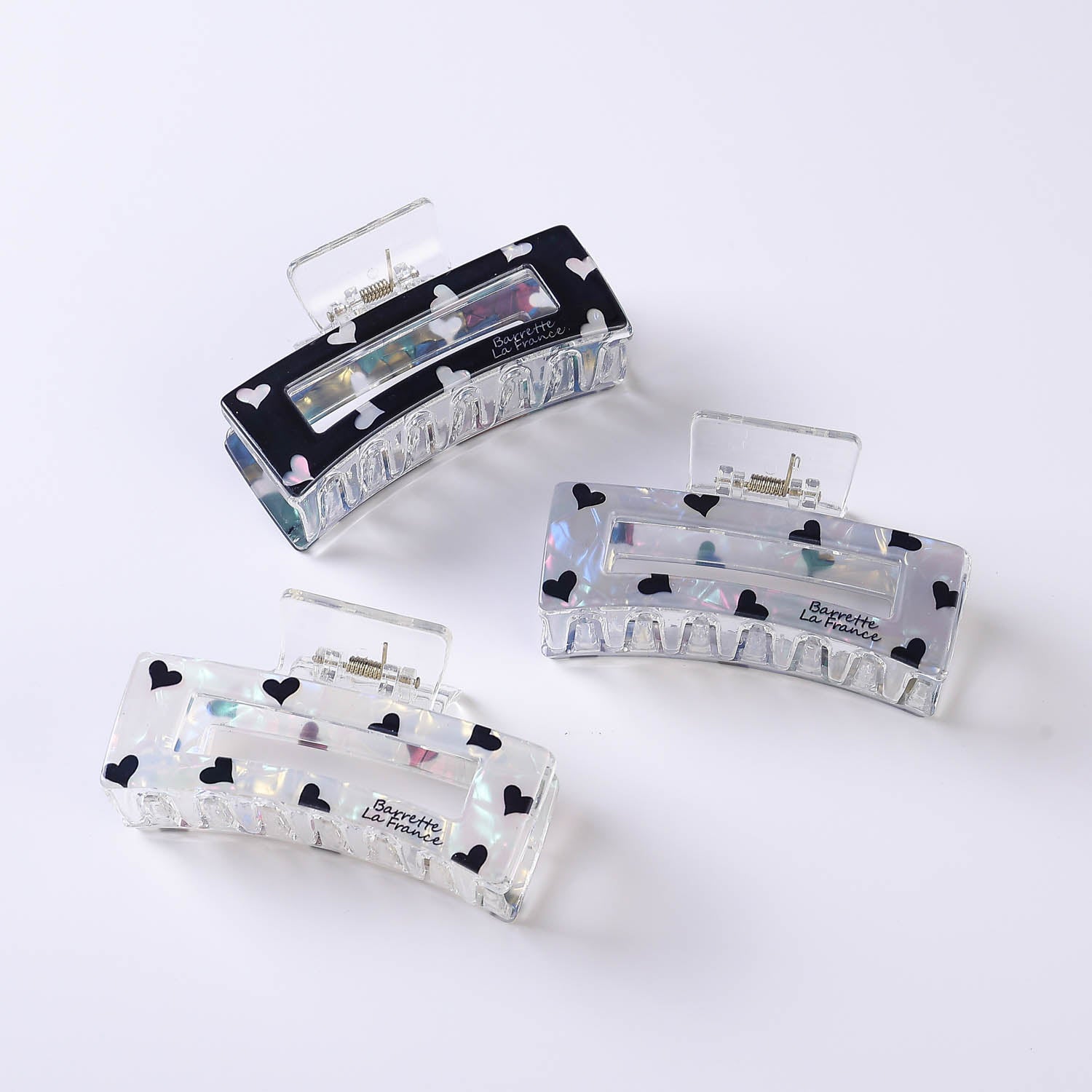 PINZA MEDIANA ACRILICO RECTANGULAR MARMOLEADO CORAZONES