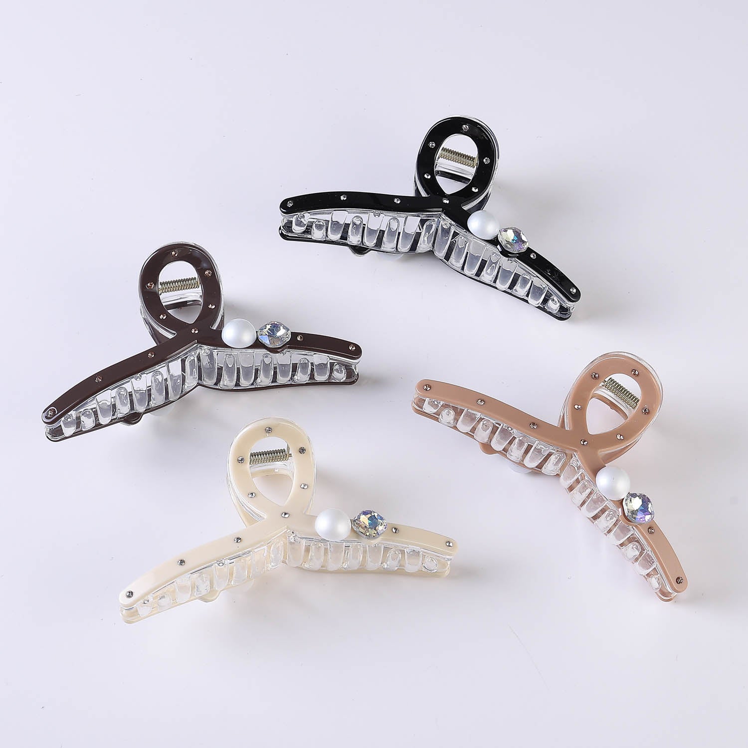 PINZA GRANDE DELGADA ACRILICO 1PERLA 1 CRISTAL  / INVIERNO