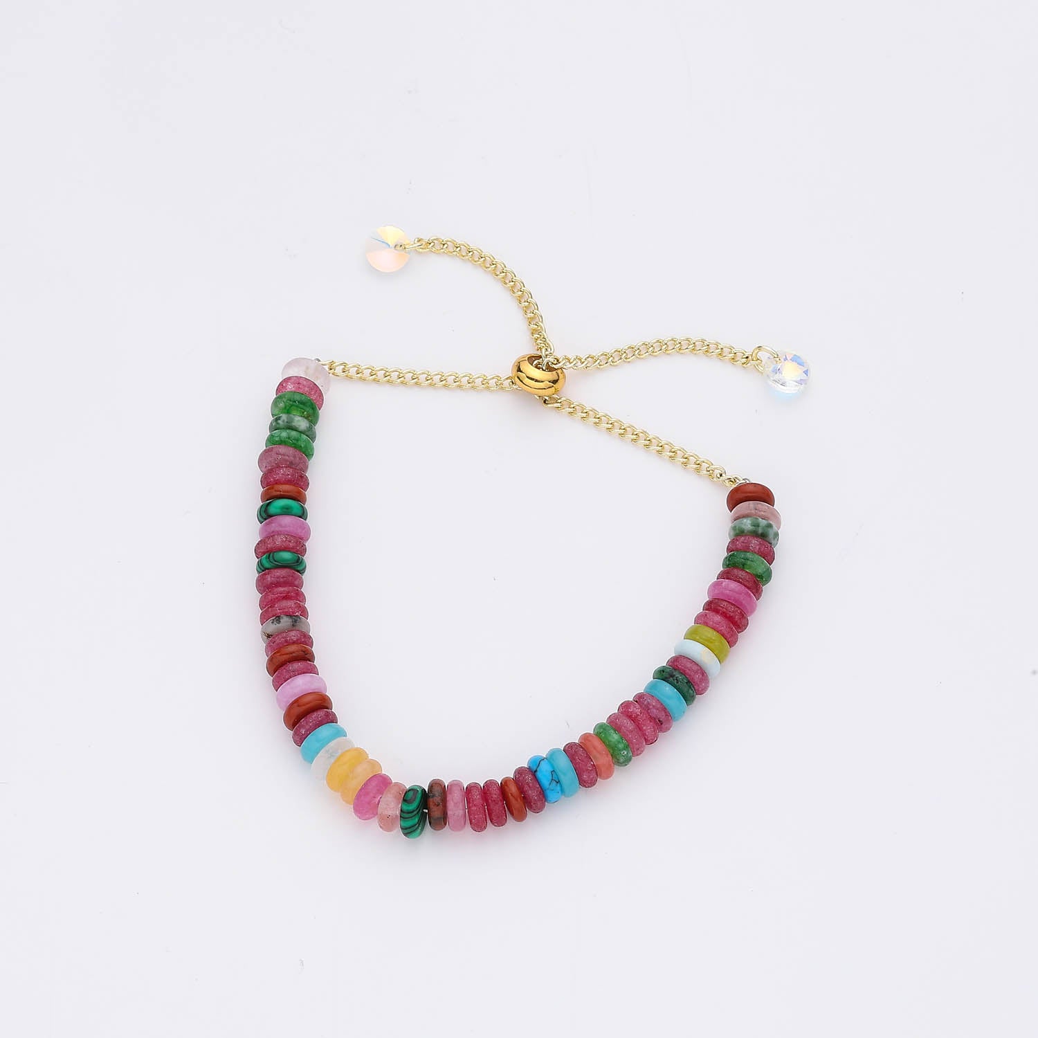 CAD DEL / ARITOS PIEDRA NATURAL MULTICOLOR / BROCHE DESLIZANTE / DORAD