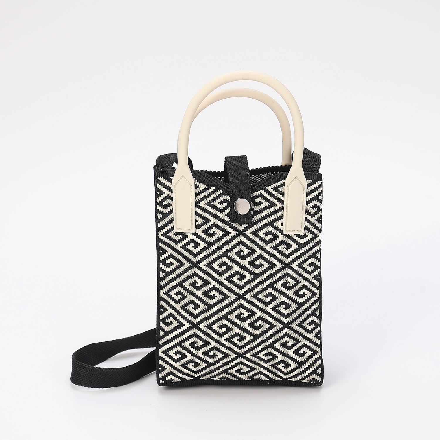 BANDOLERA MINI / RECTANGULAR TEJIDA DISEÑO GRECA MONOGRAMA