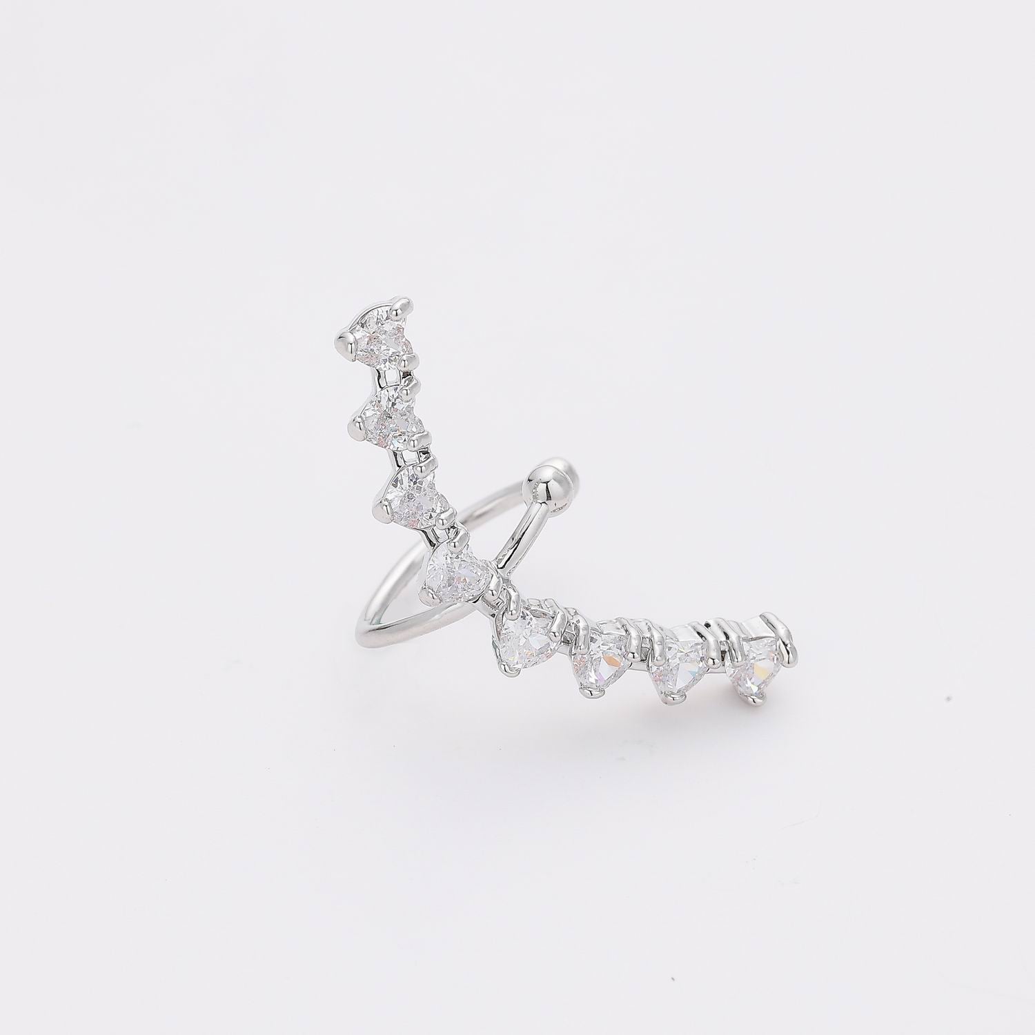 1 PZ / GRAPA LINEA DE CRISTAL CORAZON MEDIANO PLATA