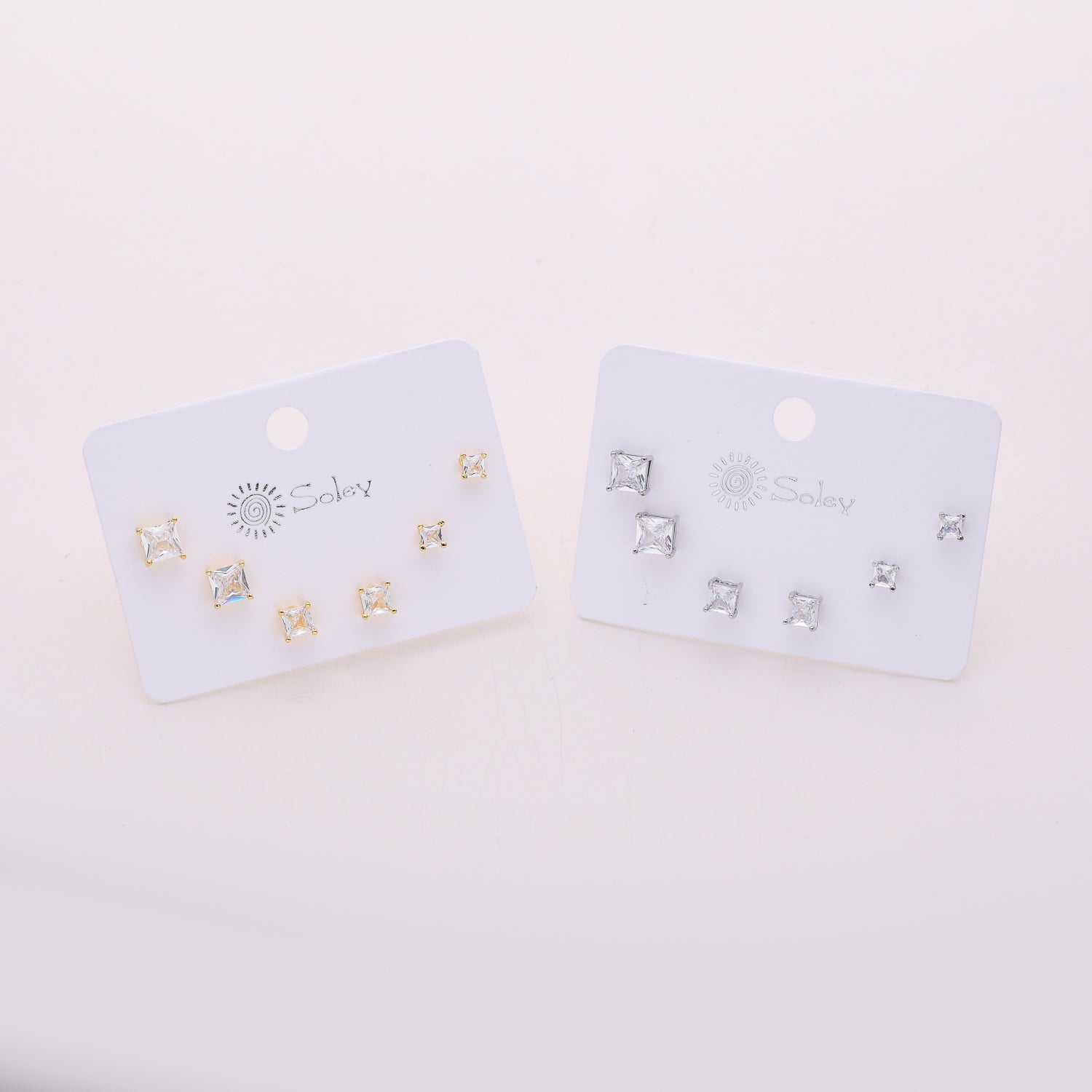 3 pares / broquel /cristal cuadrado med /chico/ xch