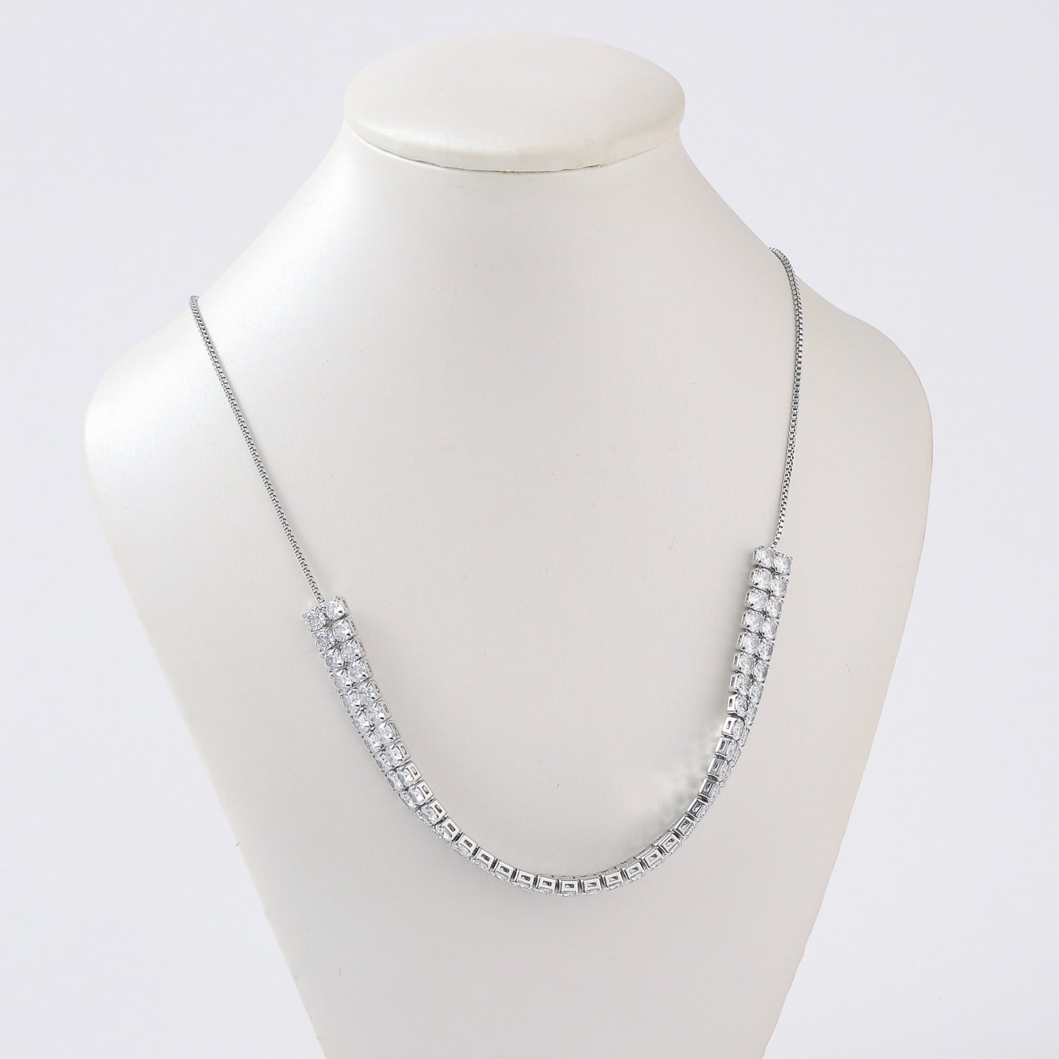 CHOQUER / CAD BOX /  2 LINEA CRISTAL CUADRADO / BROCHE BOLA DESLIZANTE