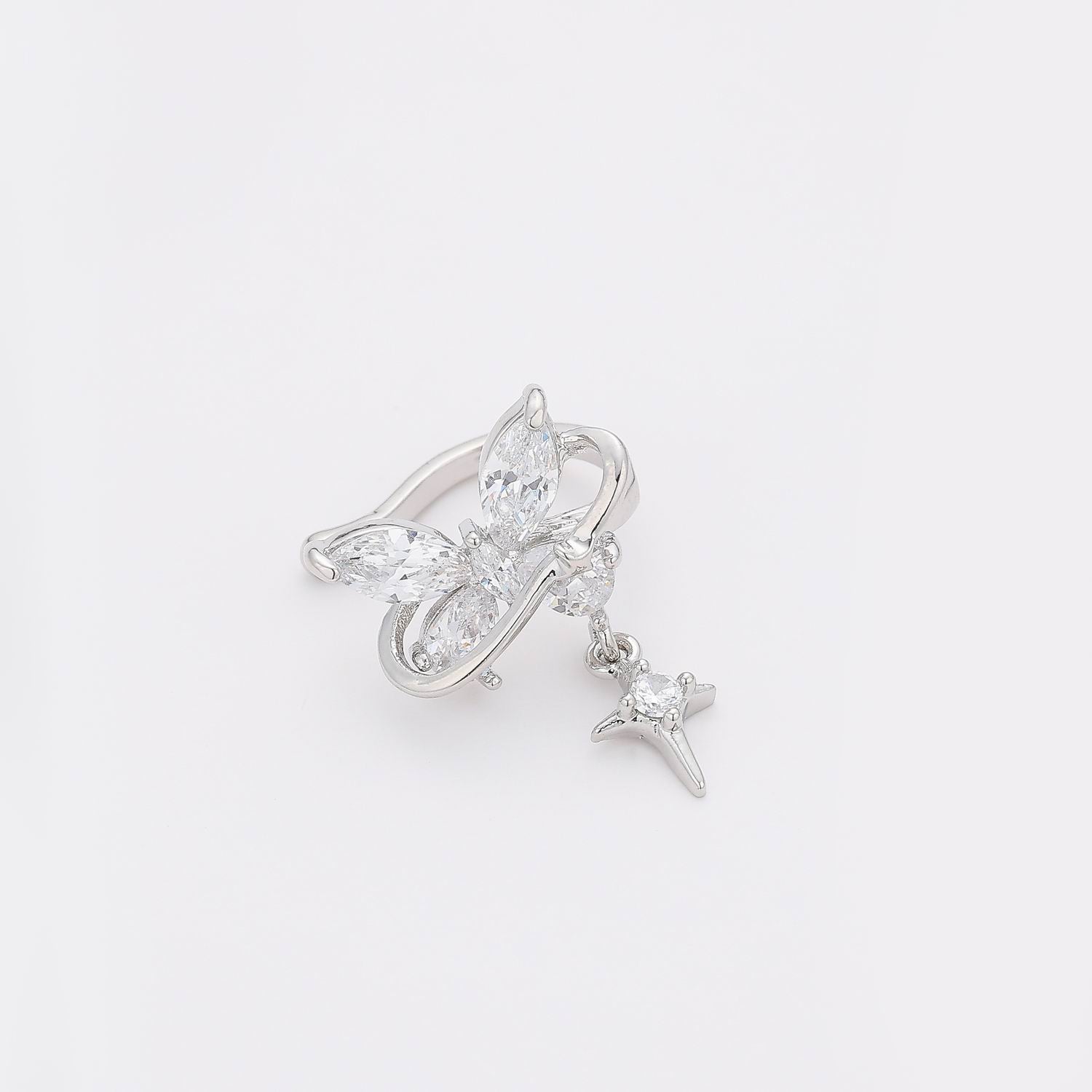 1PZ / GRAPA MARIPOSA CRISTAL MARQUISES PLATA