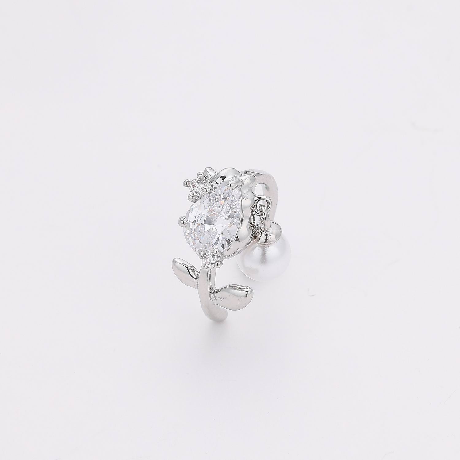 1 PZ / GRAPA TULIPAN CUELGA PERLA / PLATA
