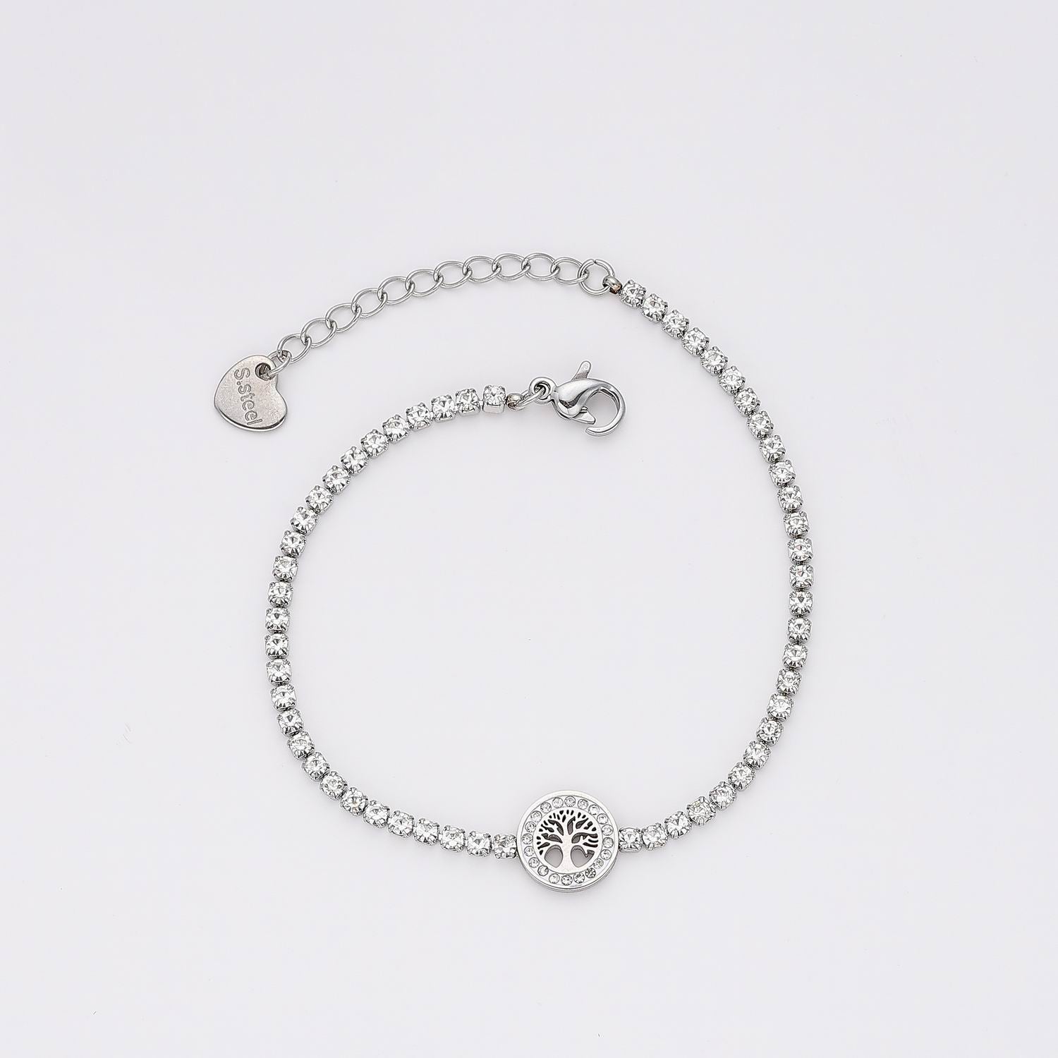 ACERO /LINEA CRISTAL CIRCULO ARBOL CRISTAL / PLATA