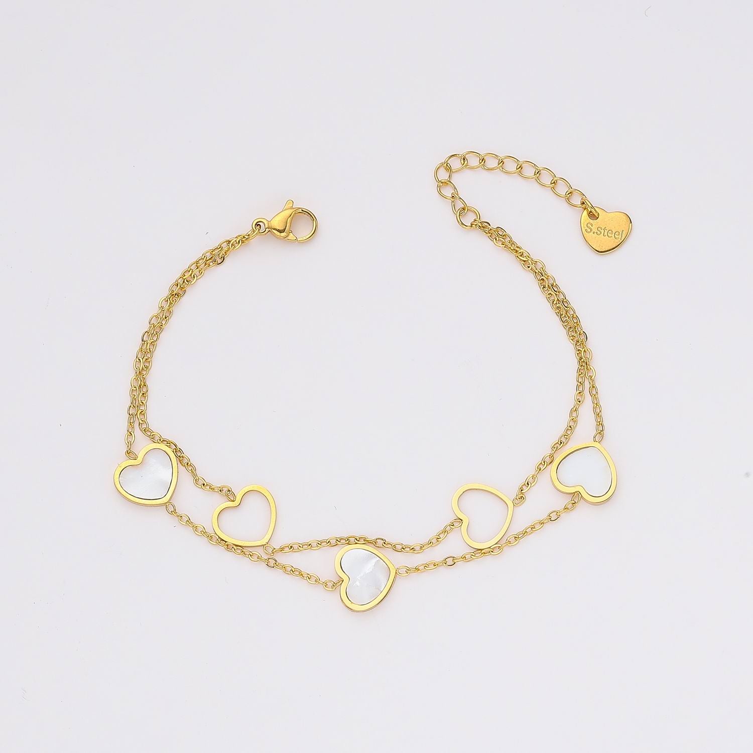 ACERO /2 CAD DEL / PERFIL CORAZON Y CORAZONES MADRE PERLA / DORADO