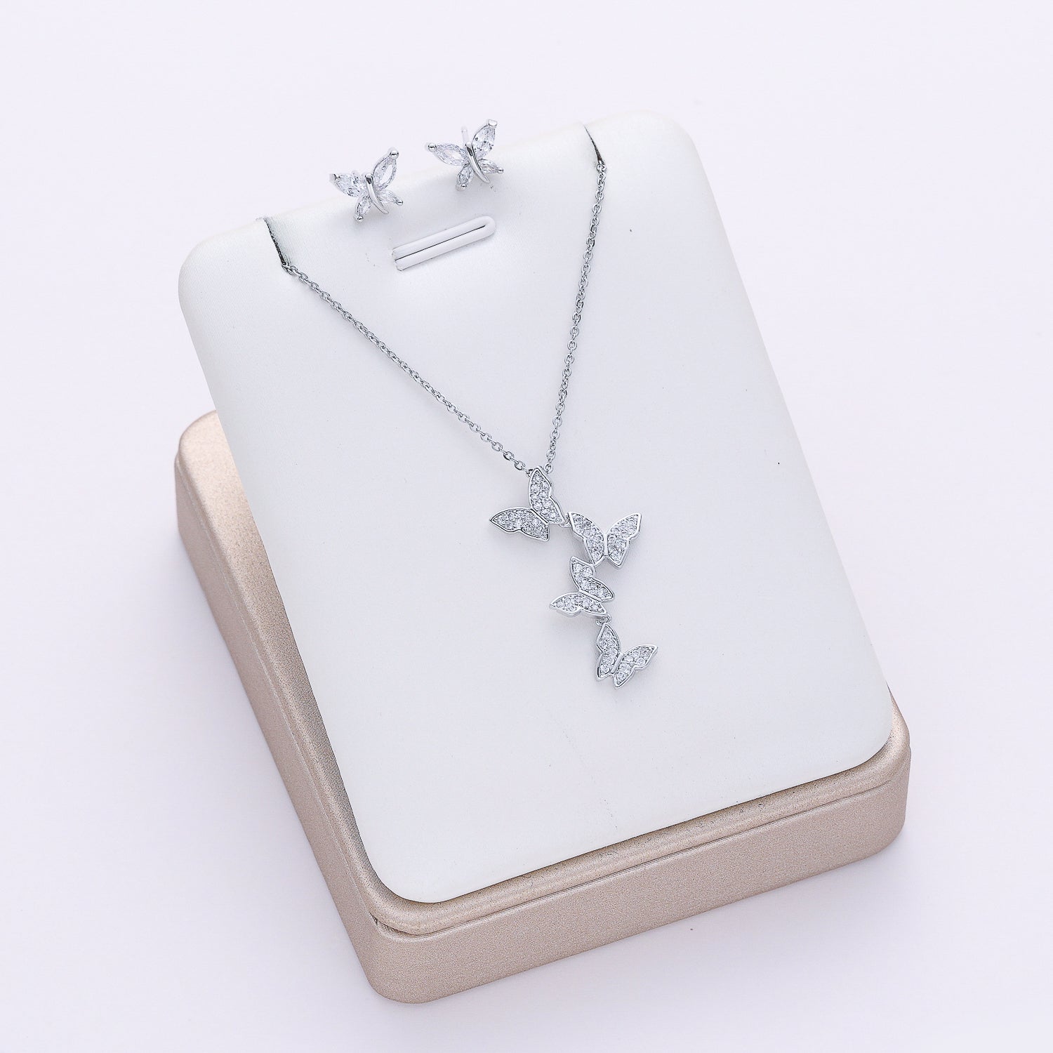 coll y are/ cad del dije 3 mariposas cristal / arete mariposa / plata