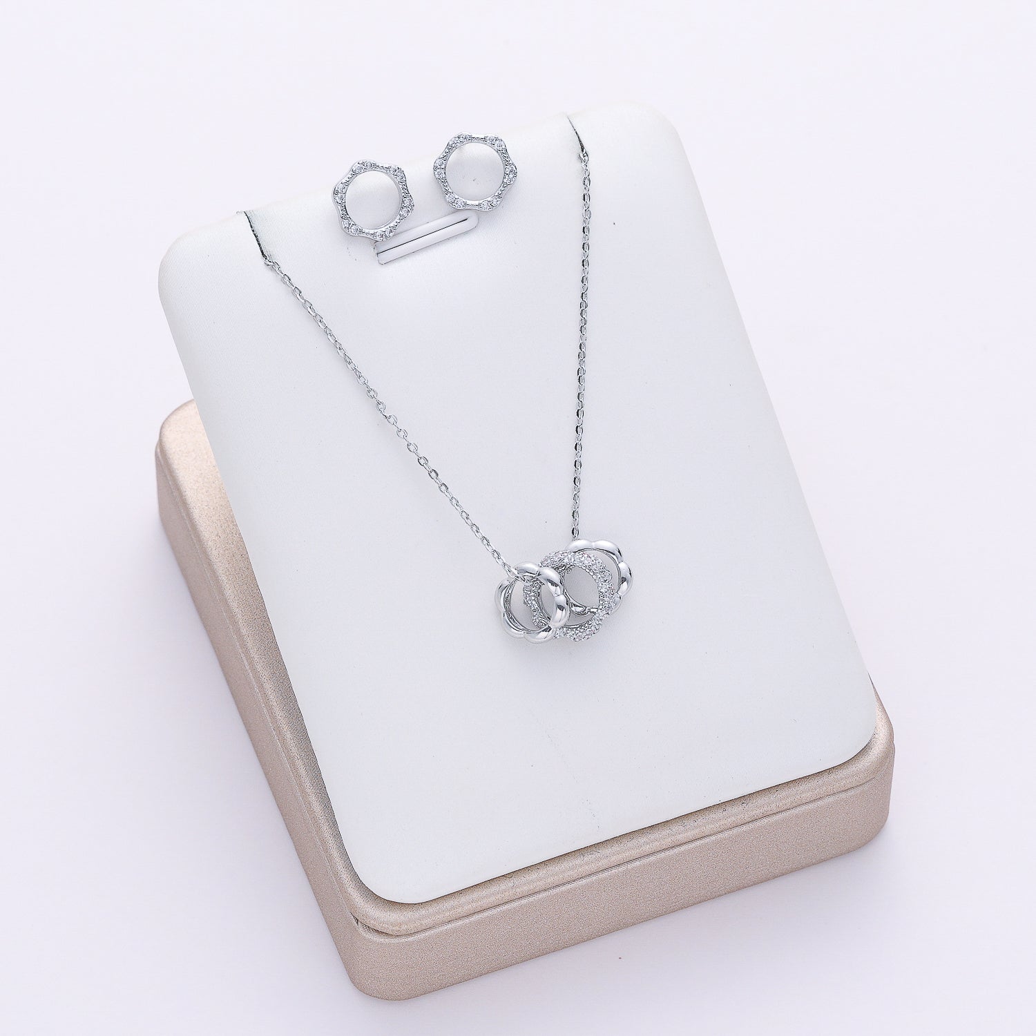 coll y are/ cad del / 3 aros amorfos cristal / arete aro / plata
