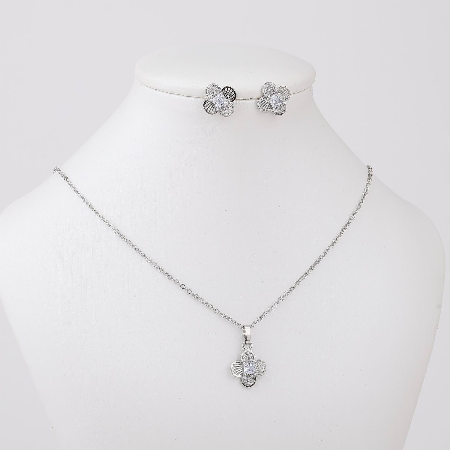 COLL/ARE 18" CAD DEL DIJE FLOR VAN ACANALADA CRISTAL / ARETE FLOR /PLA
