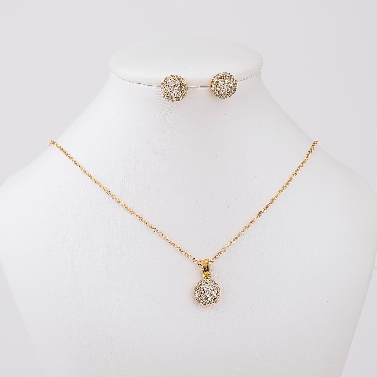 COLL/ARE 18" CAD DEL DIJE CIRCULO CRISTAL MEDIANO / ARETES CRISTAL / D