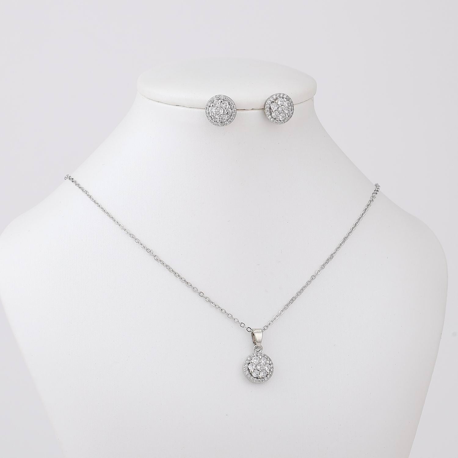 COLL/ARE 18" CAD DEL DIJE CIRCULO CRISTAL MEDIANO / ARETES CRISTAL / P