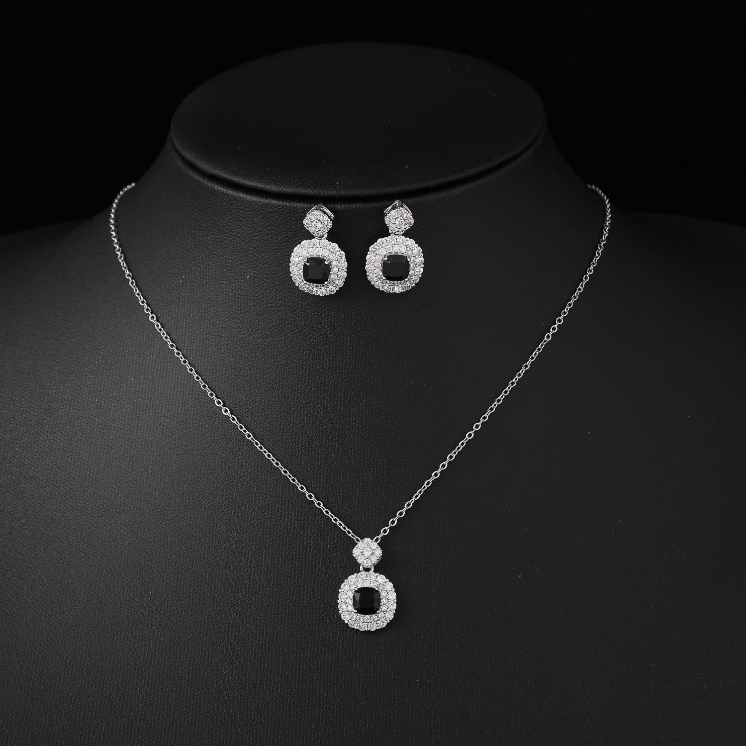 coll y are /cad del dije cuadro /negro / doble perfil cristal / plata