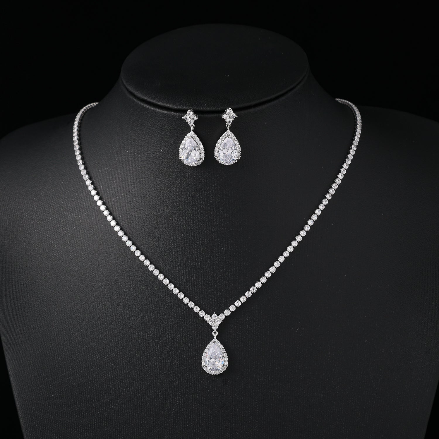 coll y are /gargantilla cristal/gota med cristal/ aretes gota / plata