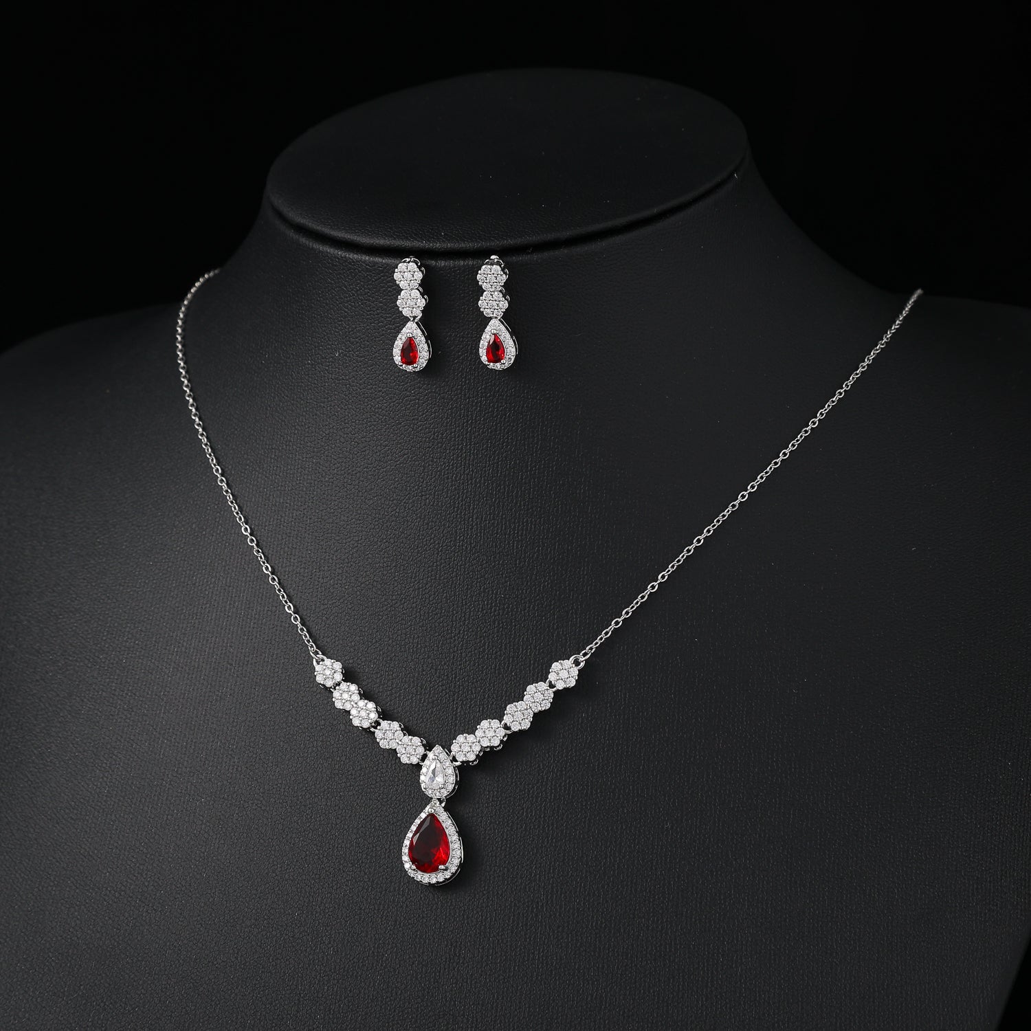 coll y are /cad del/ 10 flores cristal / cuelga gota med / cristal rojo / plata