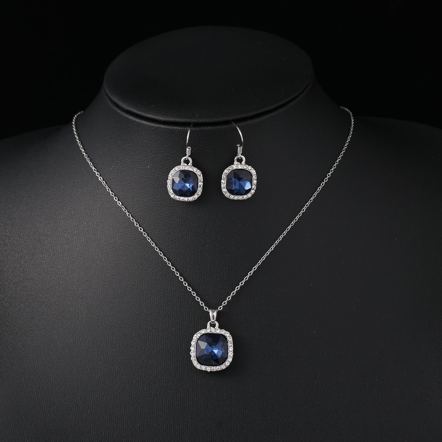 coll y are /cad del / dije cuadro marino med / perfil cristal / aretes cuadro / plata