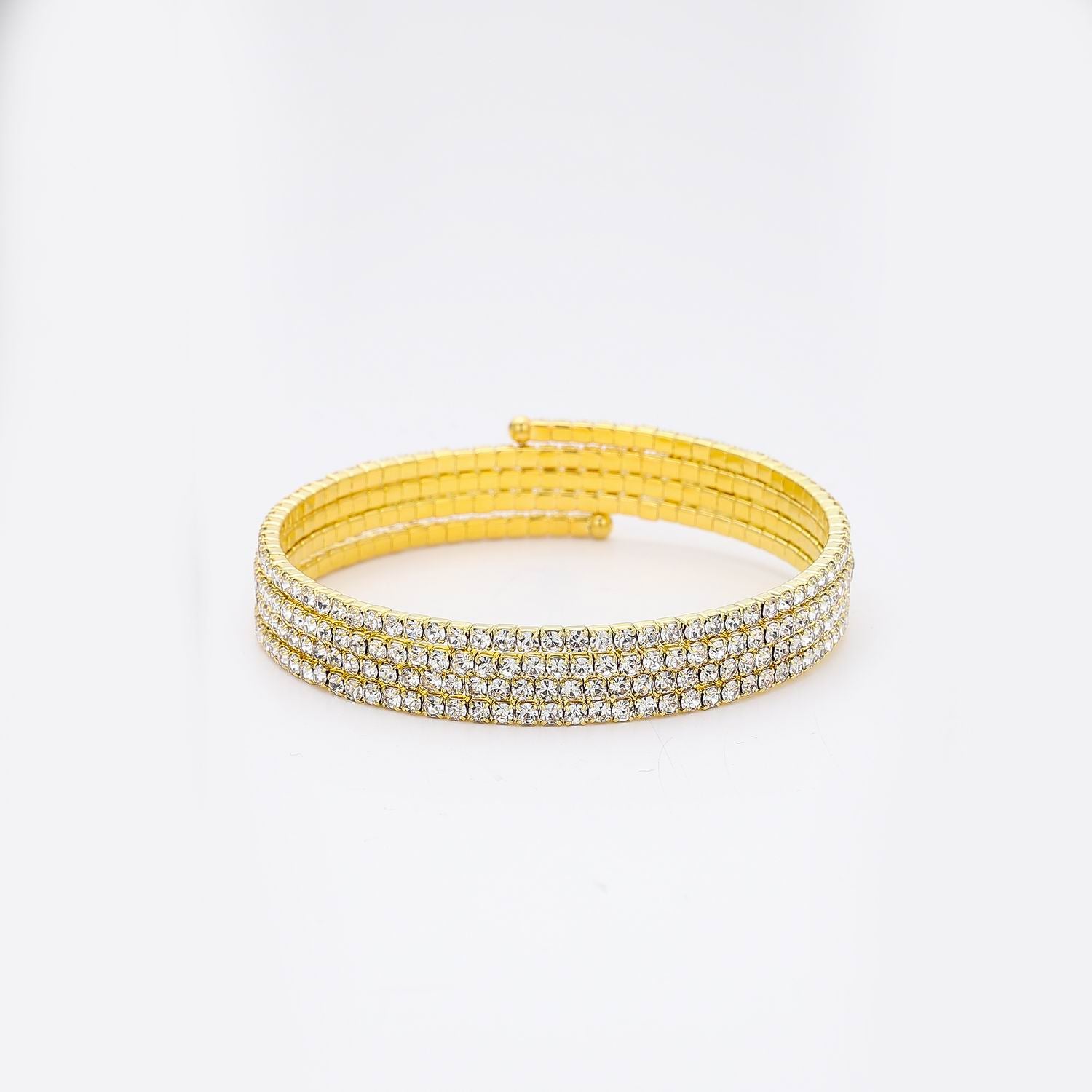 BRASALETE MED FLEXIBLE 5 LINEAS CRISTAL / DORADO