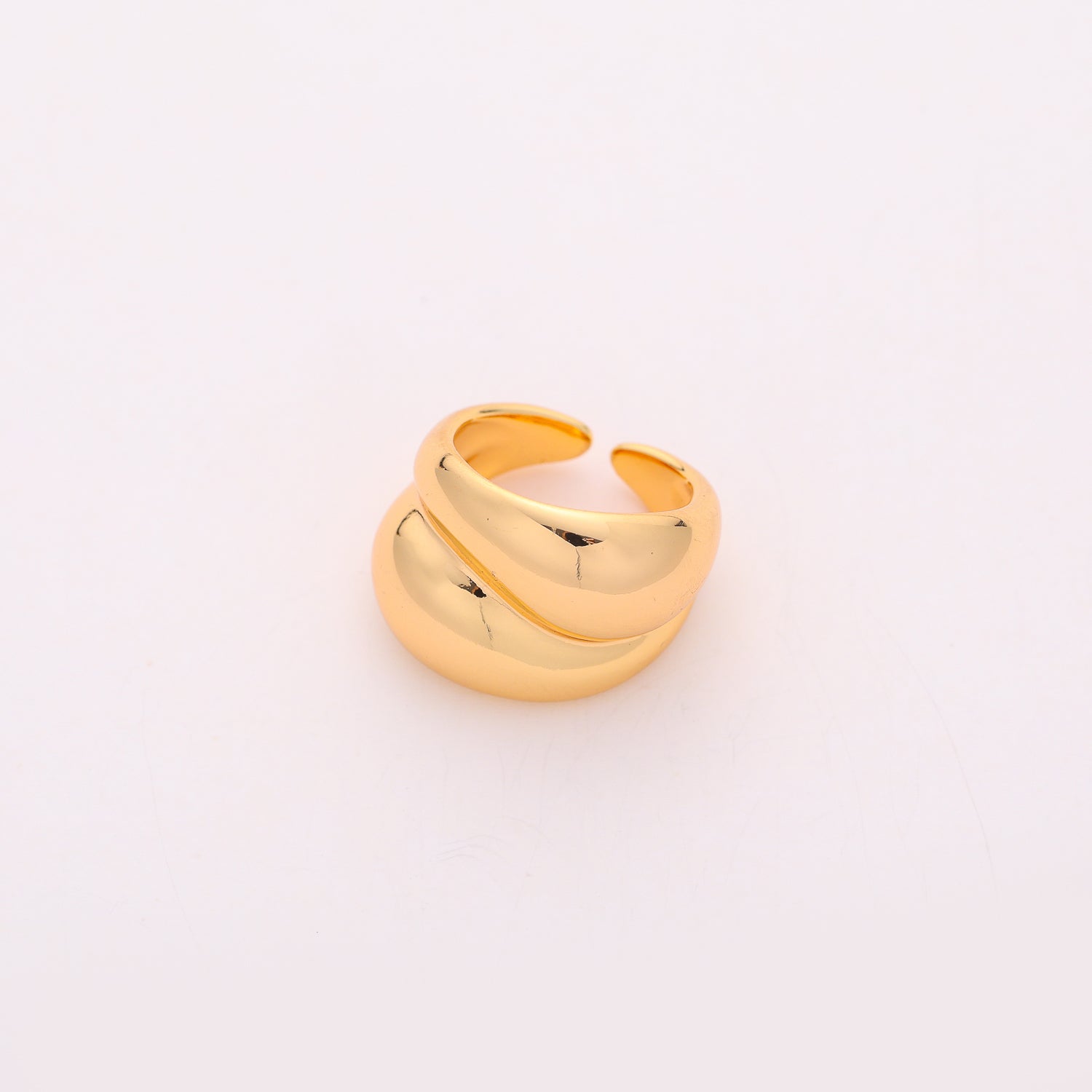 argolla ancha / 2 lineas chunky anchas doradas