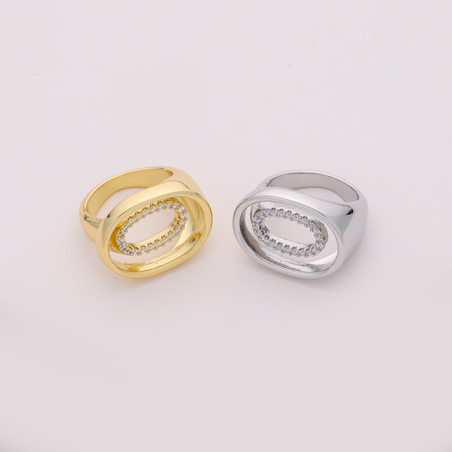 anillo ancho perfil ovalo consentrico doble