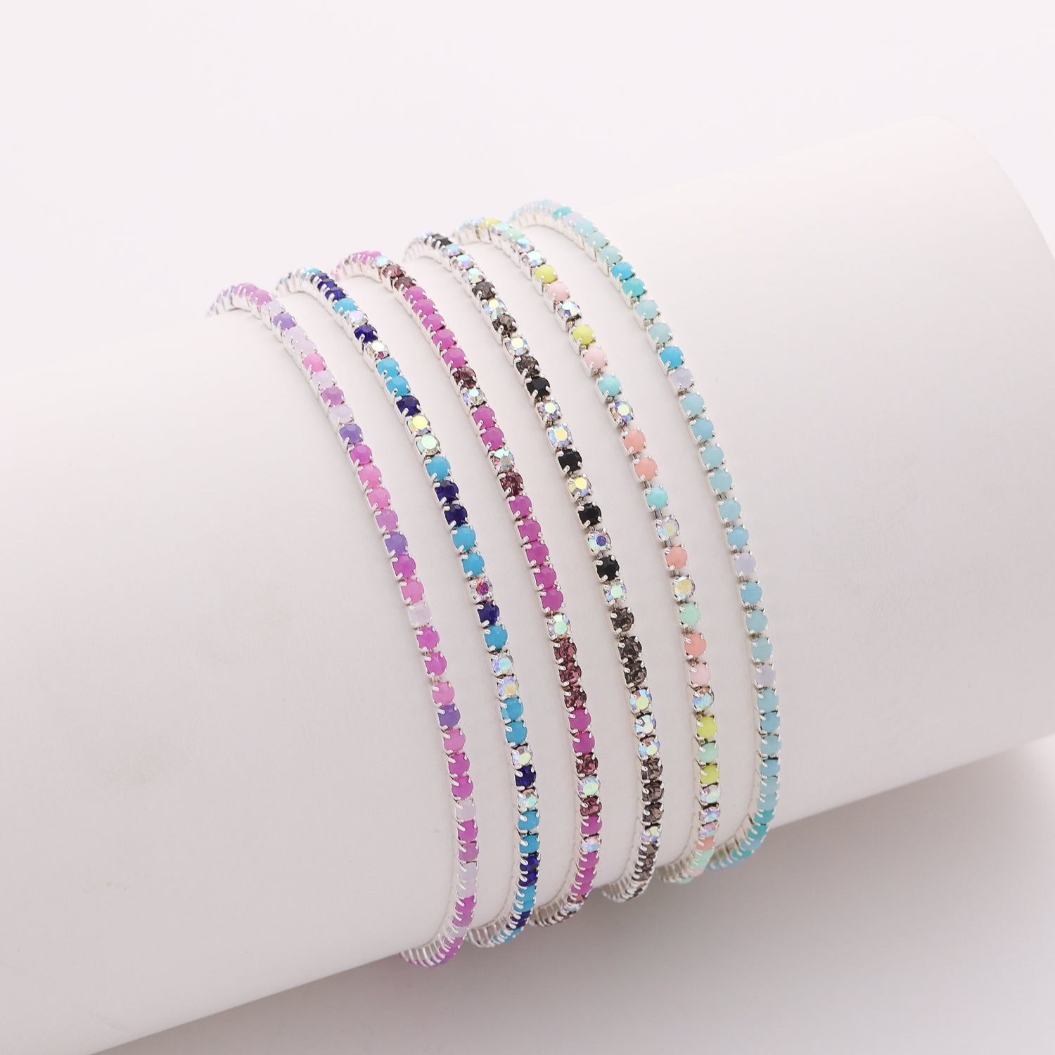 6 LINEAS PULSERA ELASTICO CRISTAL JASPEADO