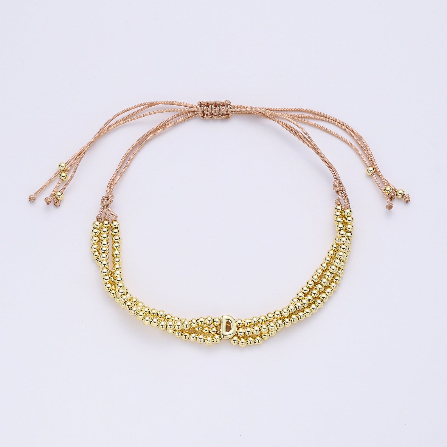 PULSERA HILO / 3 LINEAS BOLITAS MED DORADAS / LETRA