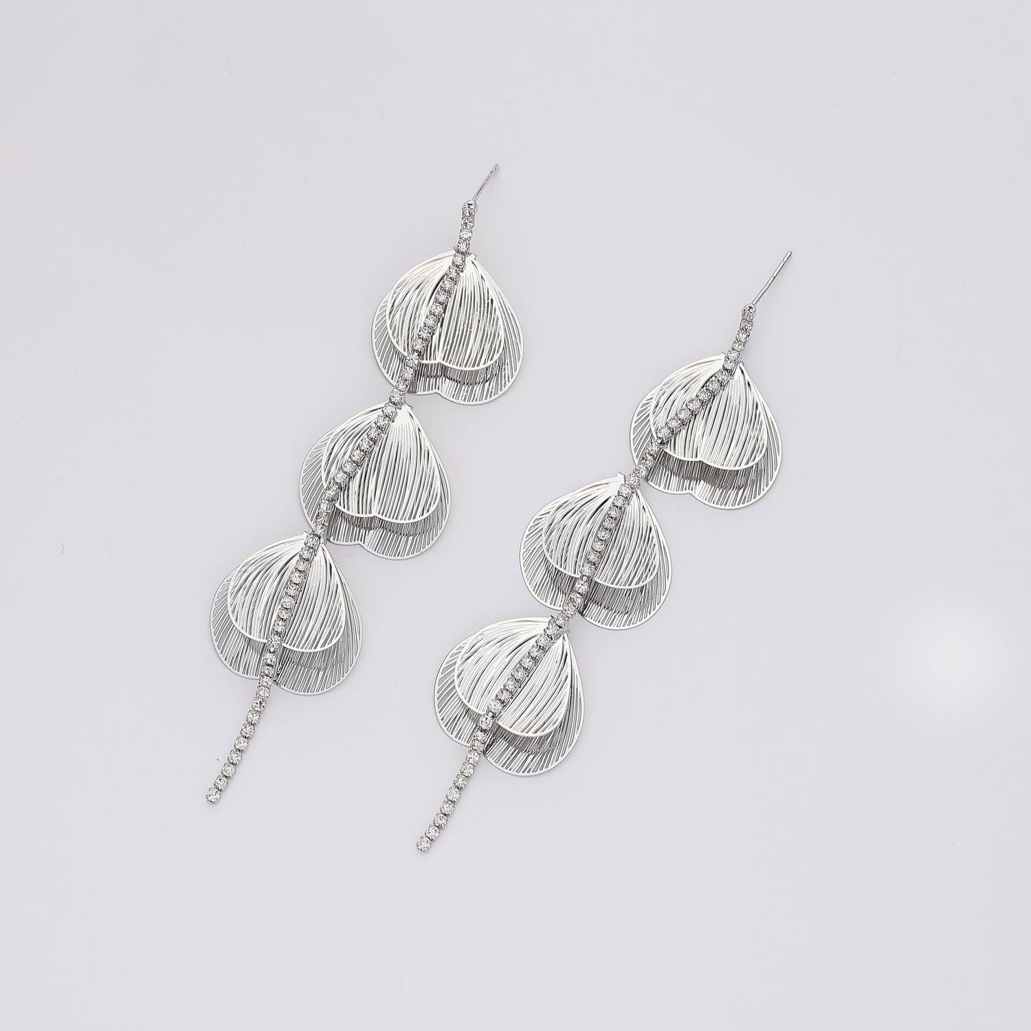 LARGOS/ CADENA RAINSTONE HOJAS ACANALADAS GRANDES METAL