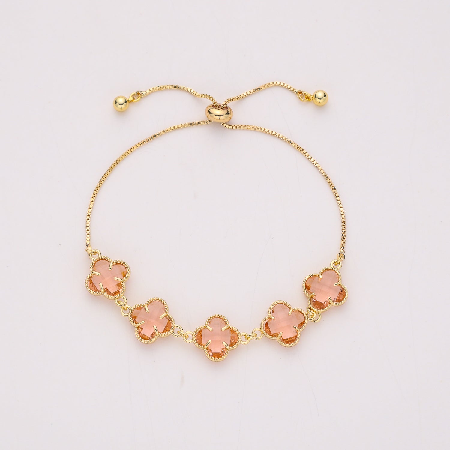 CAD BOX / 5 FLORES VAN CHECO LILA TRASLUCIDO /BROCHE BOLA CORREDIZA / DORADO
