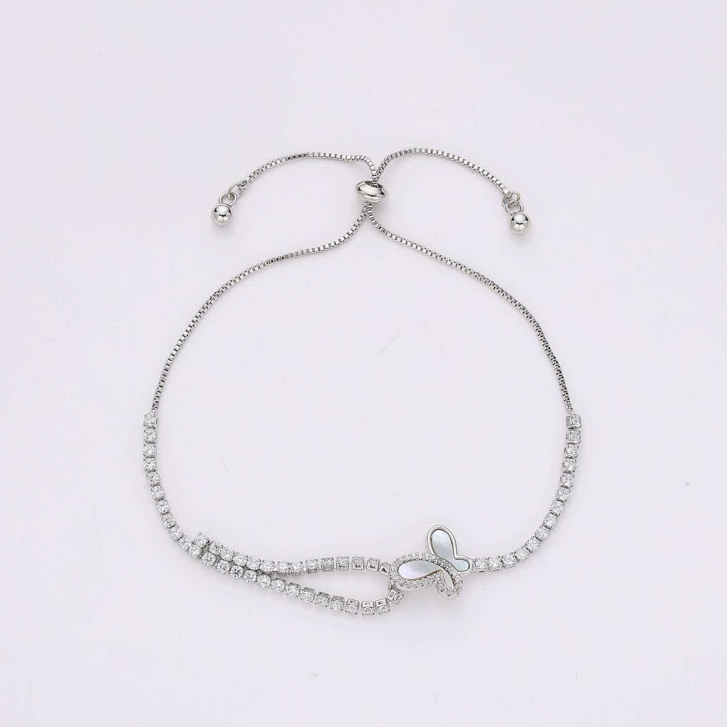 CAD BOX/ LINEA CRISTAL /MARIPOSA APERLADA/ PLATA