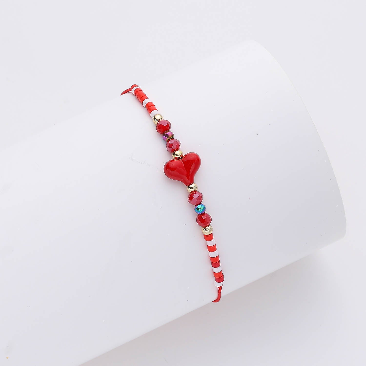 HILO / LENTEJUELA ROJO Y BLANCO / CORAZON GORDO / ROJO